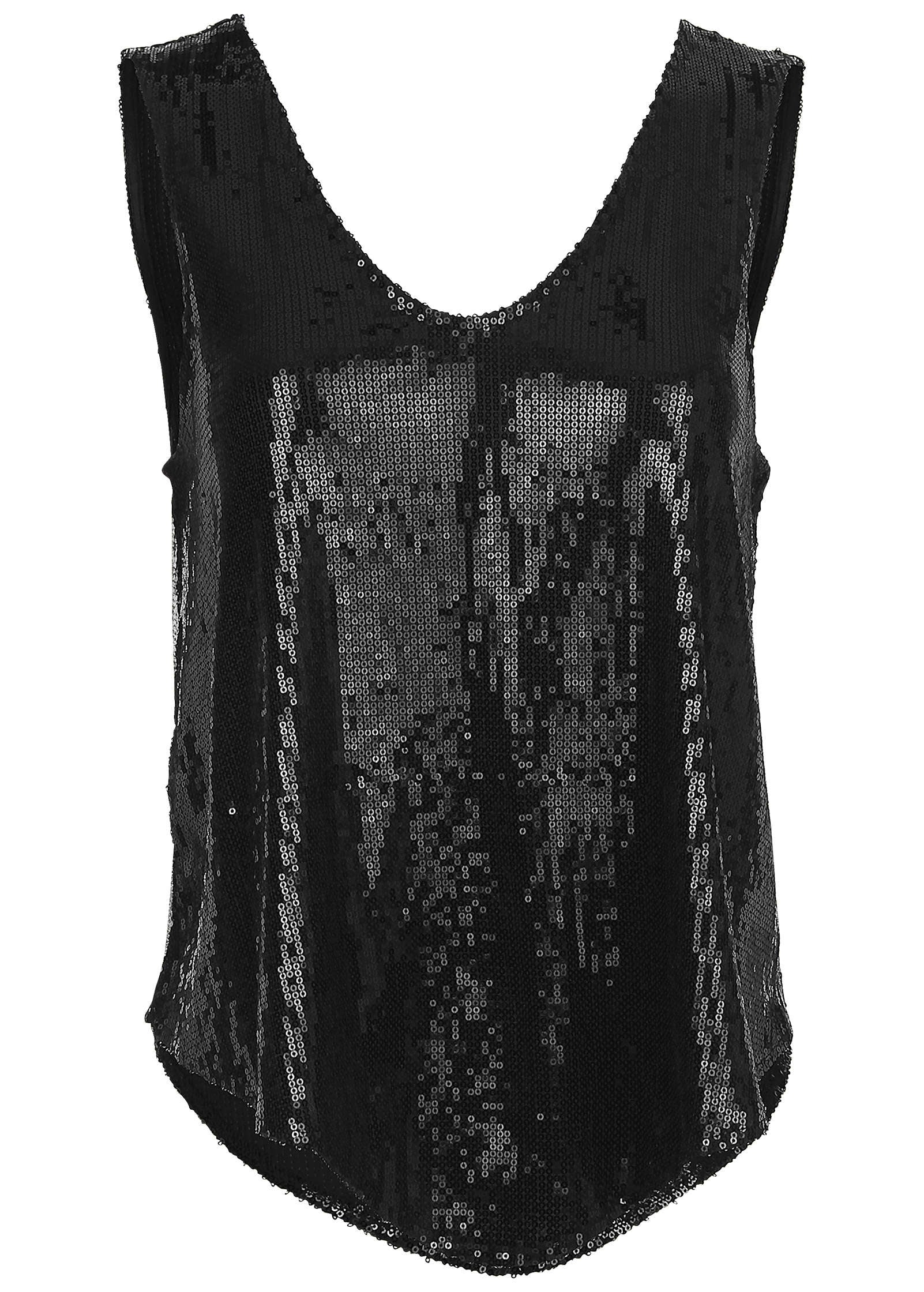 Glitter Sequin Tank - Jet Black