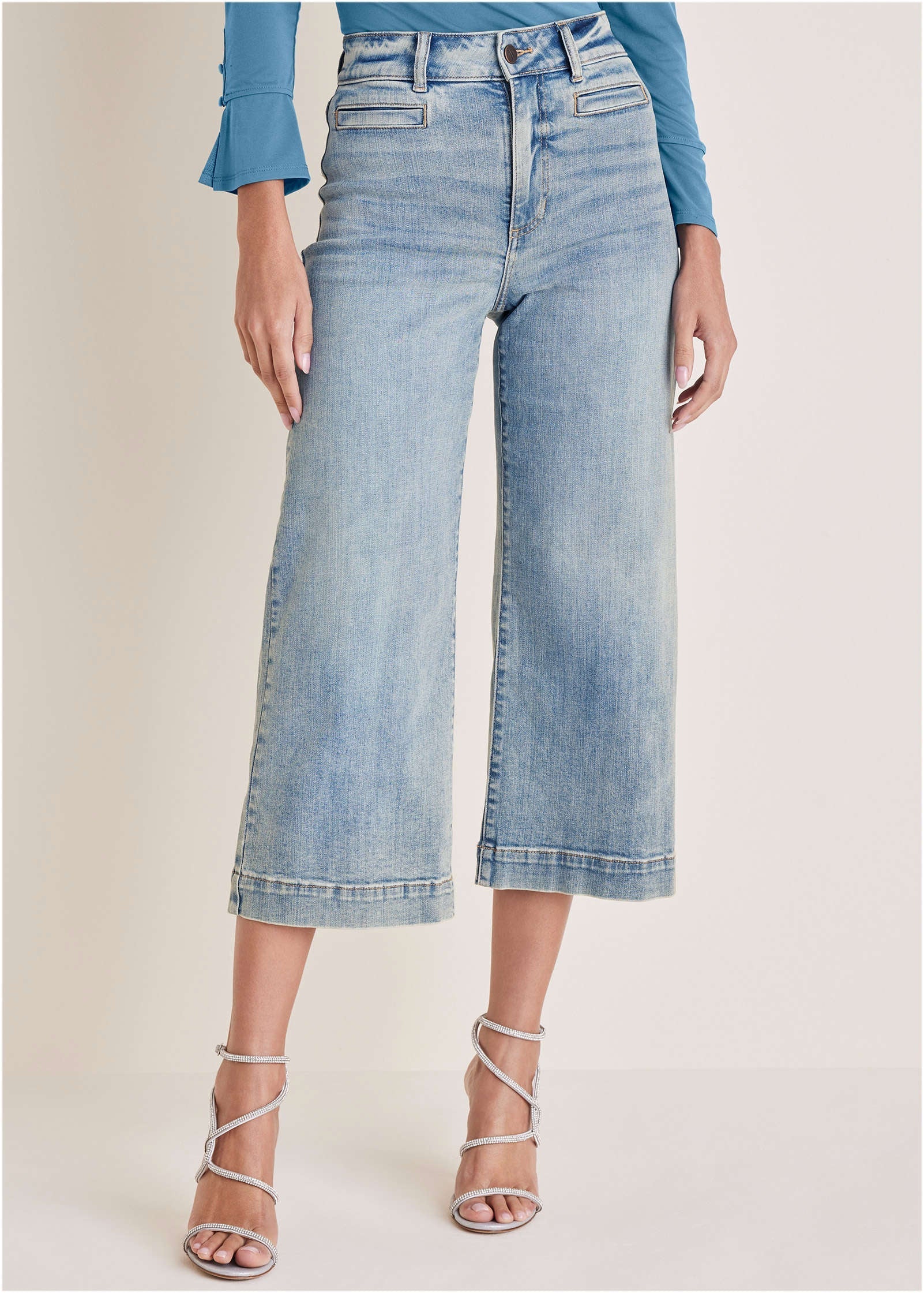Sophia Wide Leg Crop Jeans - Light Wash