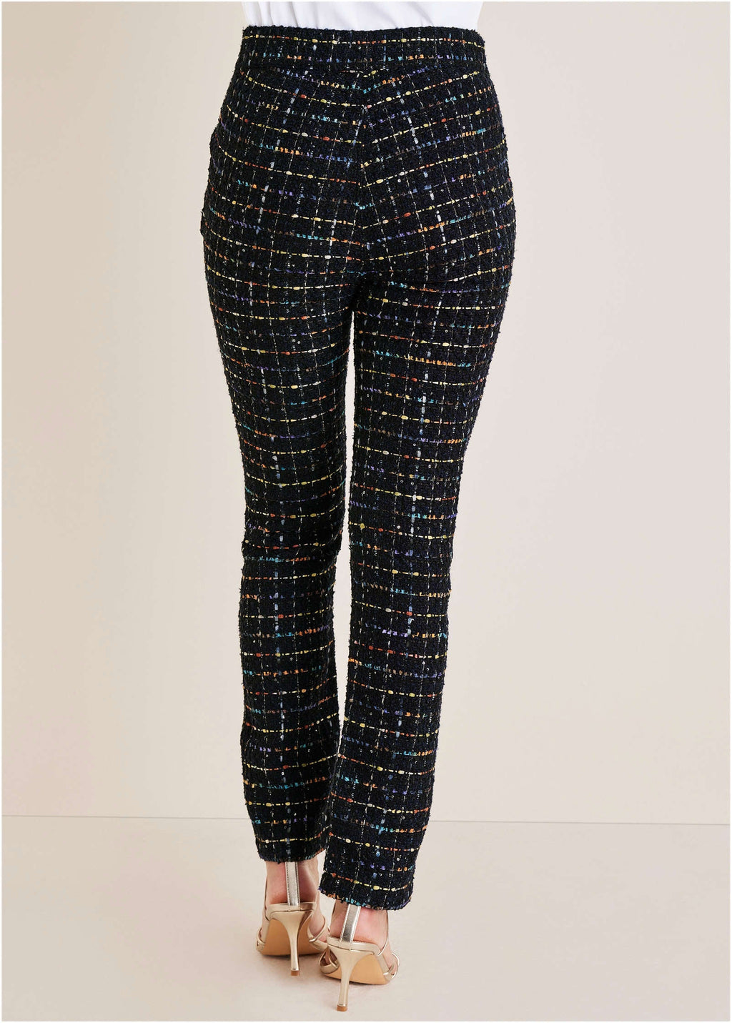 Tweed Straight Leg Trousers - Black Multi