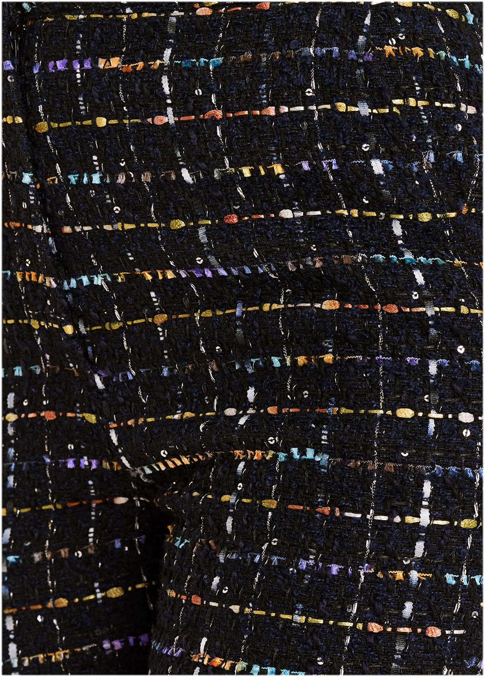 Tweed Straight Leg Trousers - Black Multi