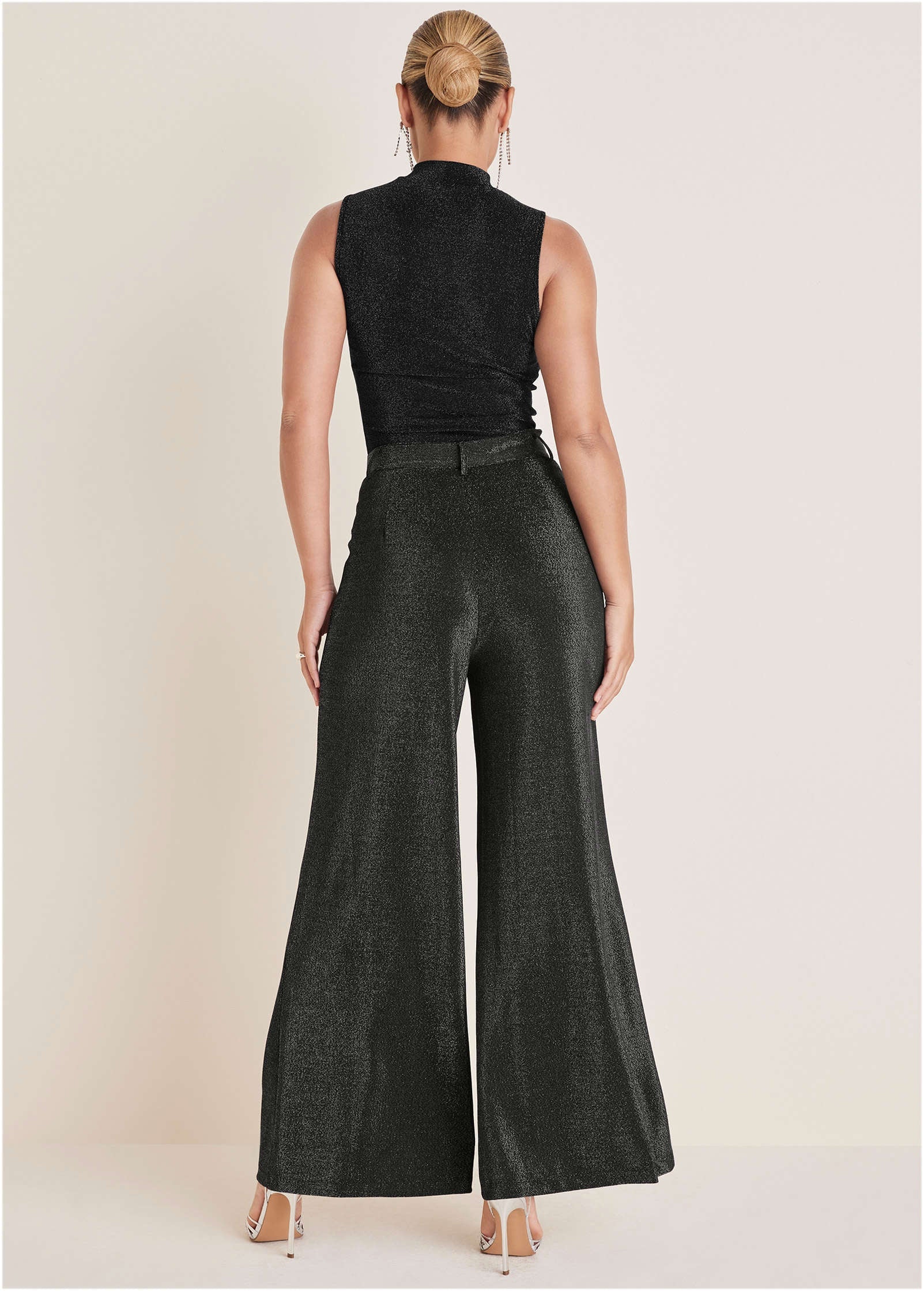 Glitter Knit Mock Neck Tank - Jet Black Glitter Knit