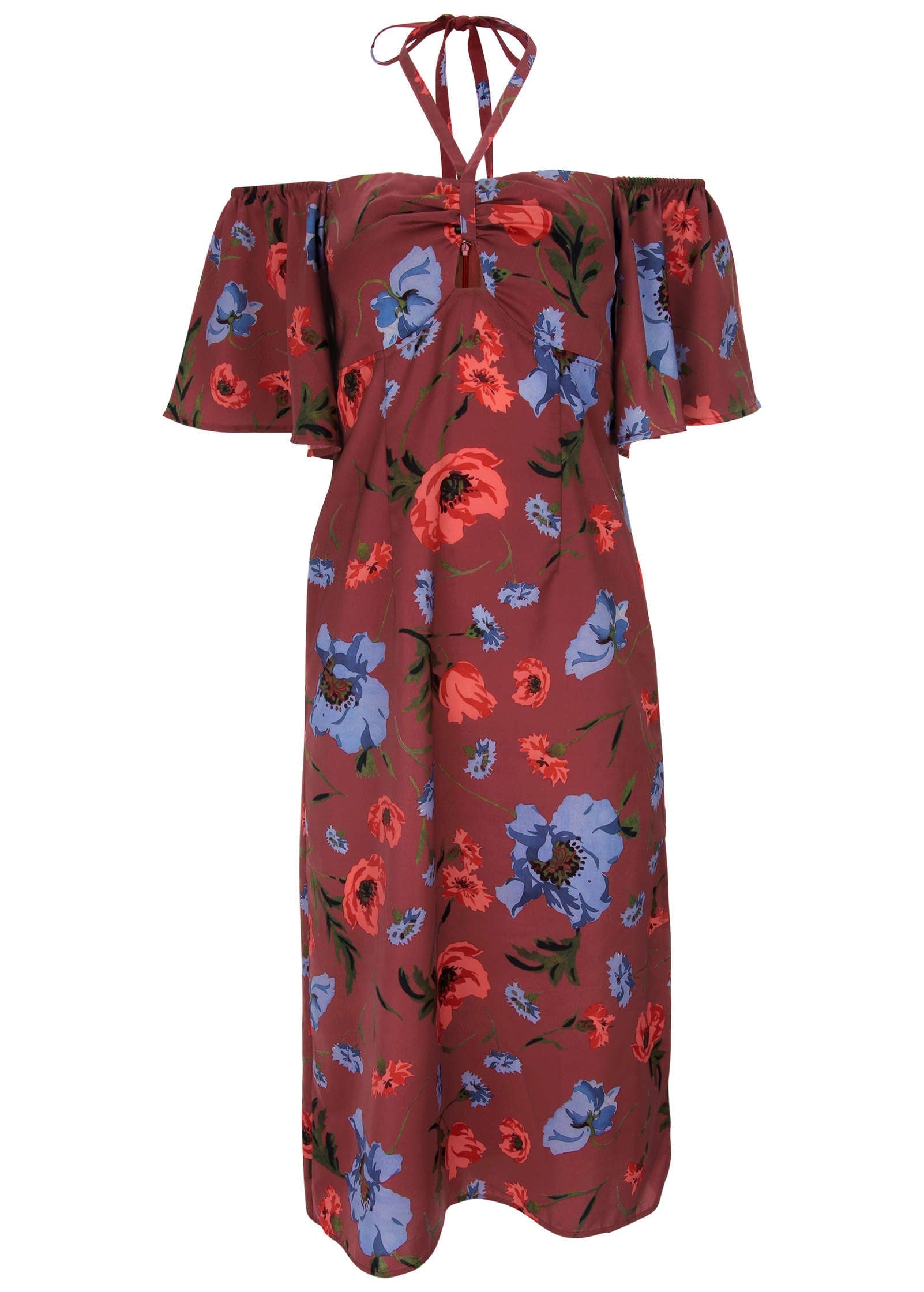 Flutter Sleeve Midi Dress - Forest Floral