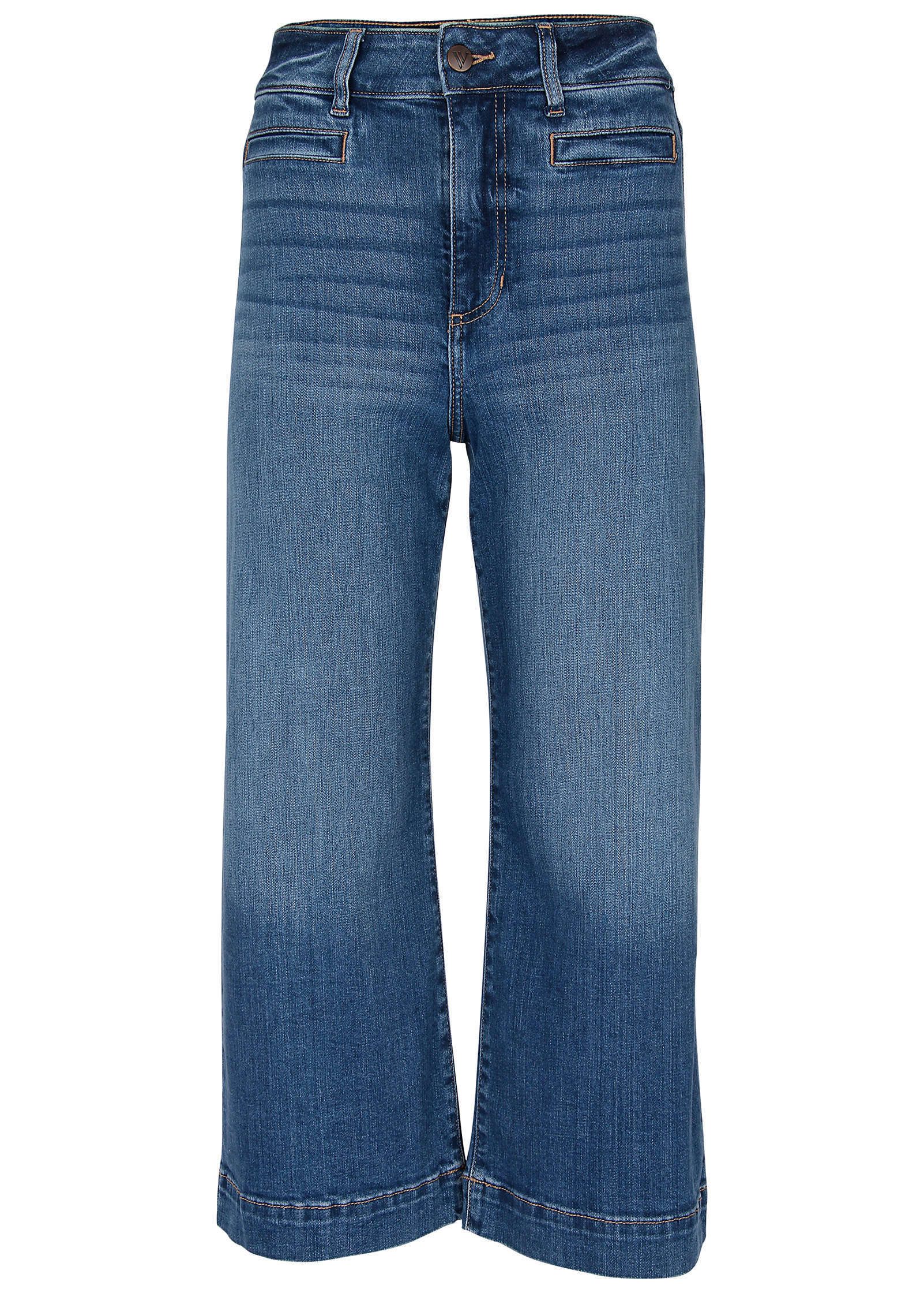 Sophia Wide Leg Crop Jeans - Medium Wash