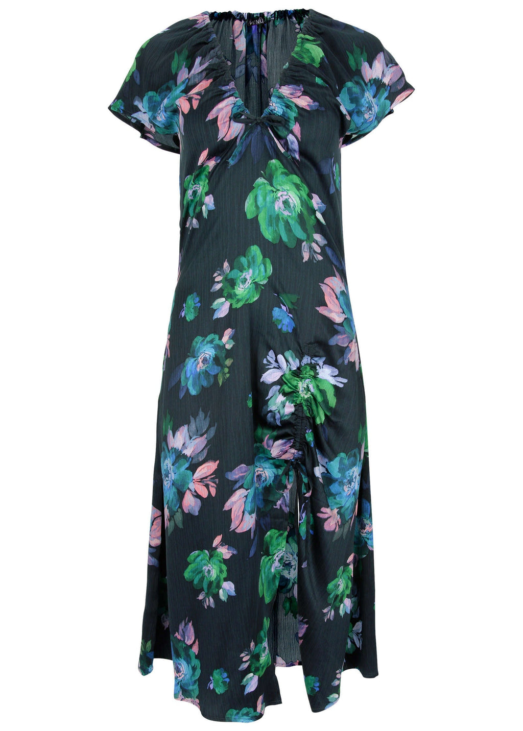 Adjustable Slit Midi Dress - Midnight Garden