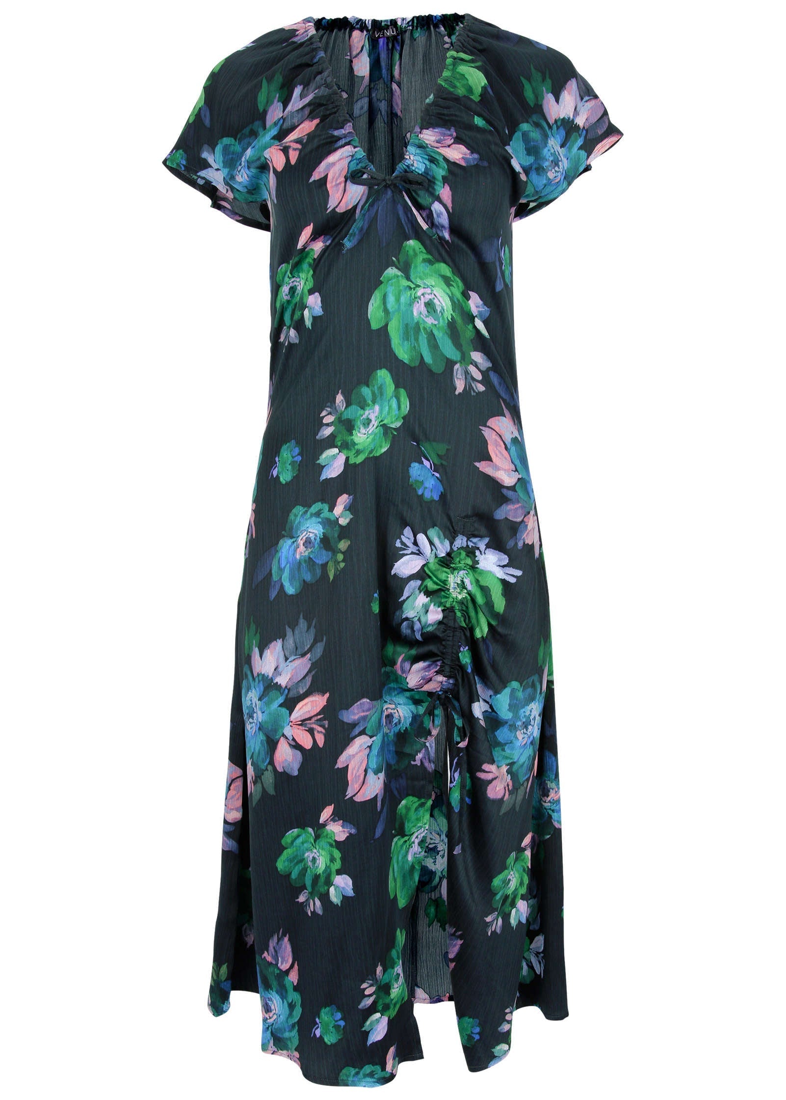 Adjustable Slit Midi Dress - Midnight Garden