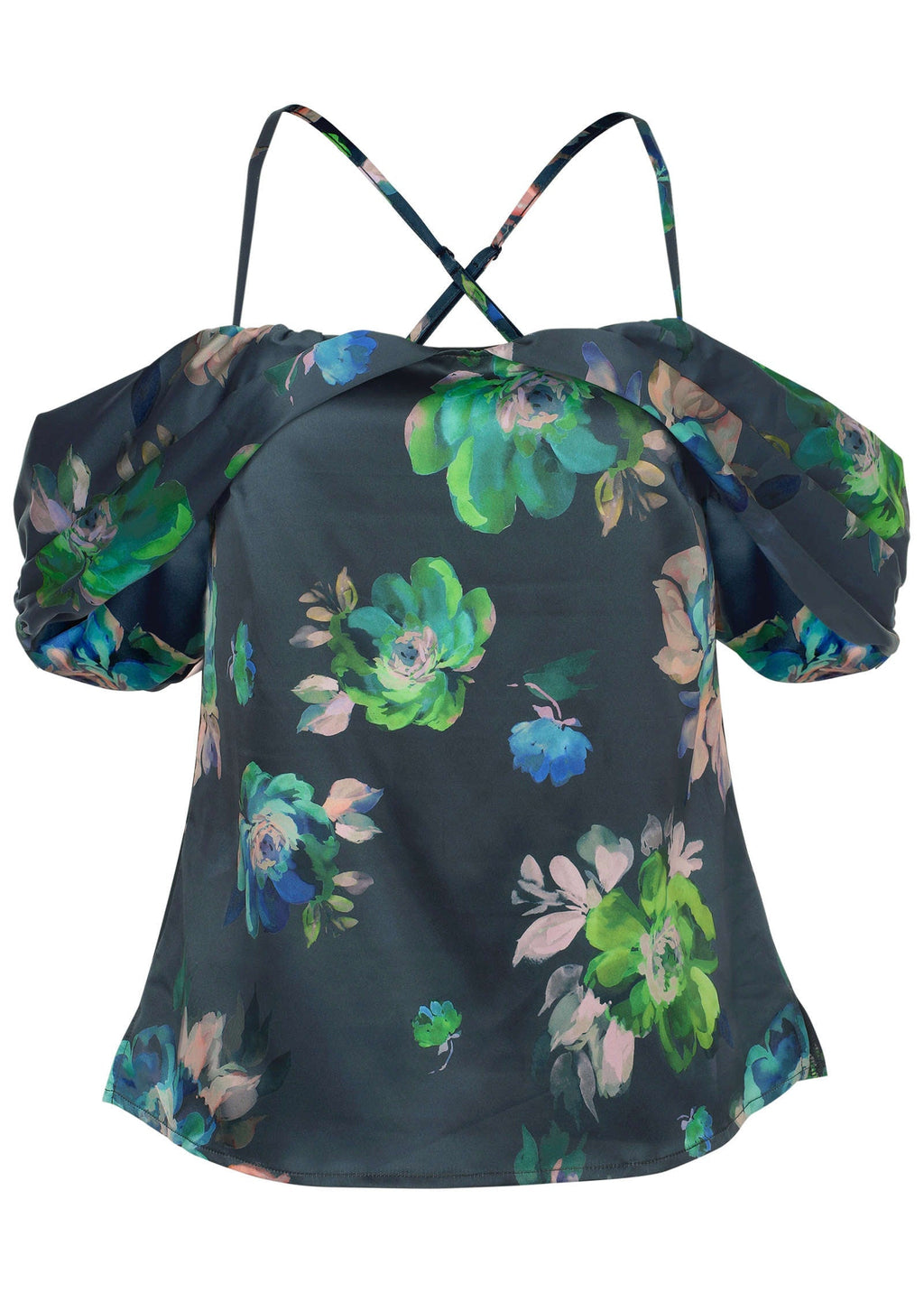 Cold Shoulder Draped Tank - Midnight Garden