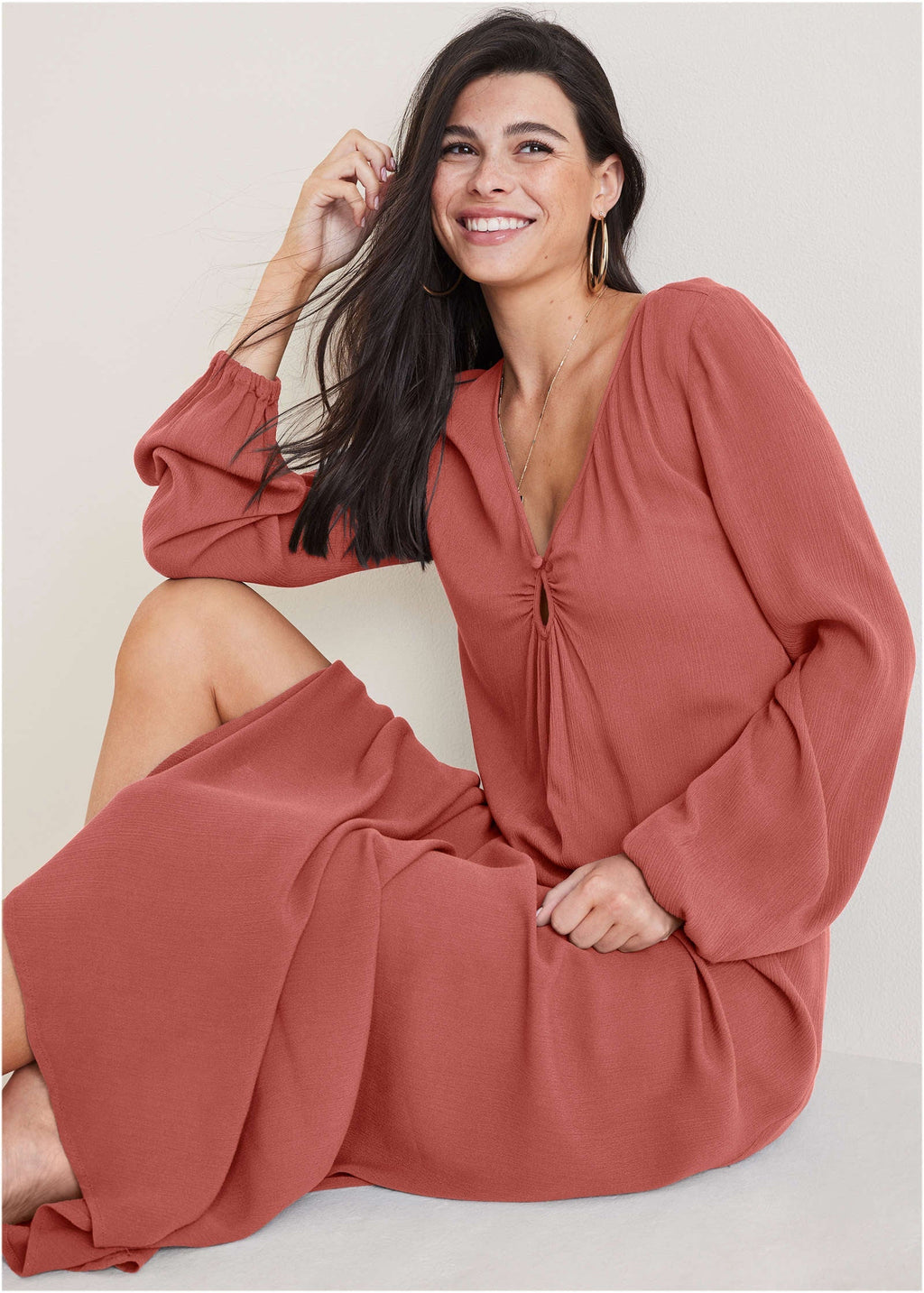 Keyhole Maxi Dress - Mineral Red