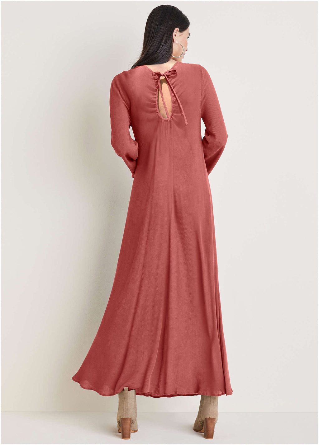 Keyhole Maxi Dress - Mineral Red