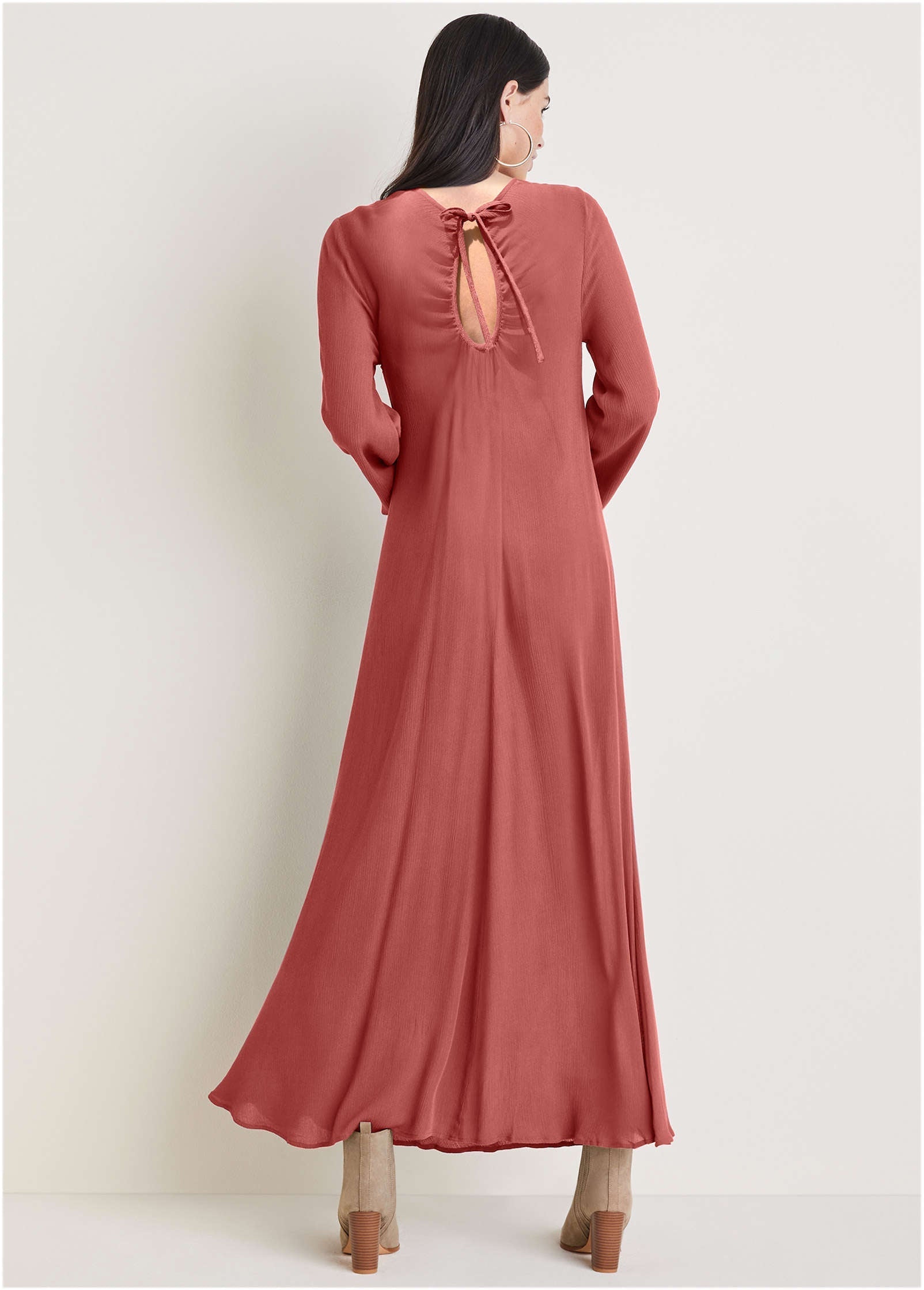 Keyhole Maxi Dress - Mineral Red