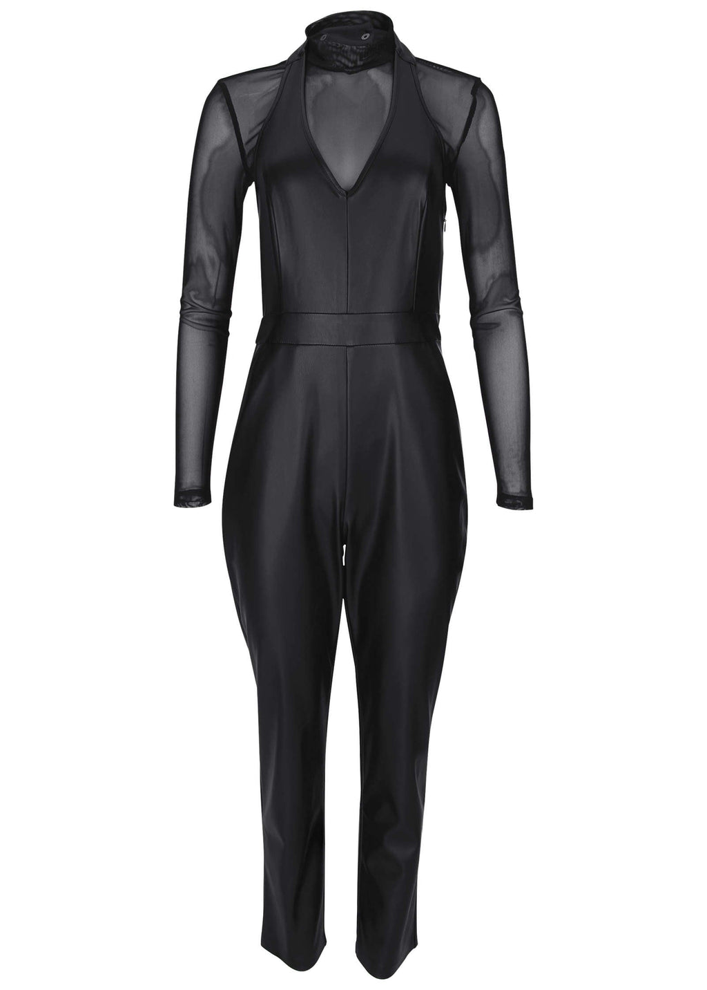 Faux Leather Jumpsuit - Jet Black
