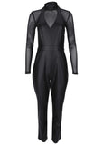 Faux Leather Jumpsuit - Jet Black