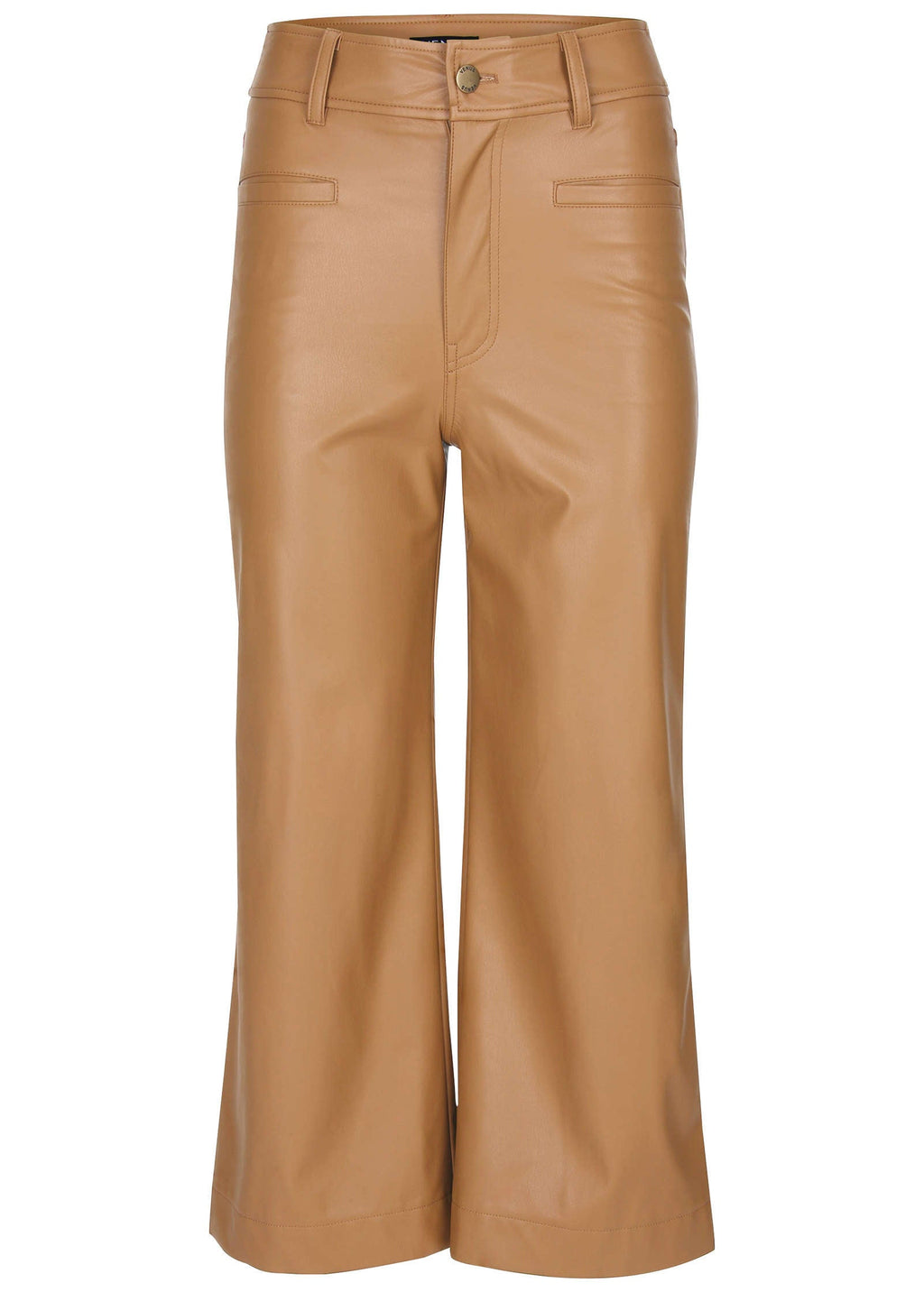 Wide Leg Faux-Leather Pants - Tobacco Brown