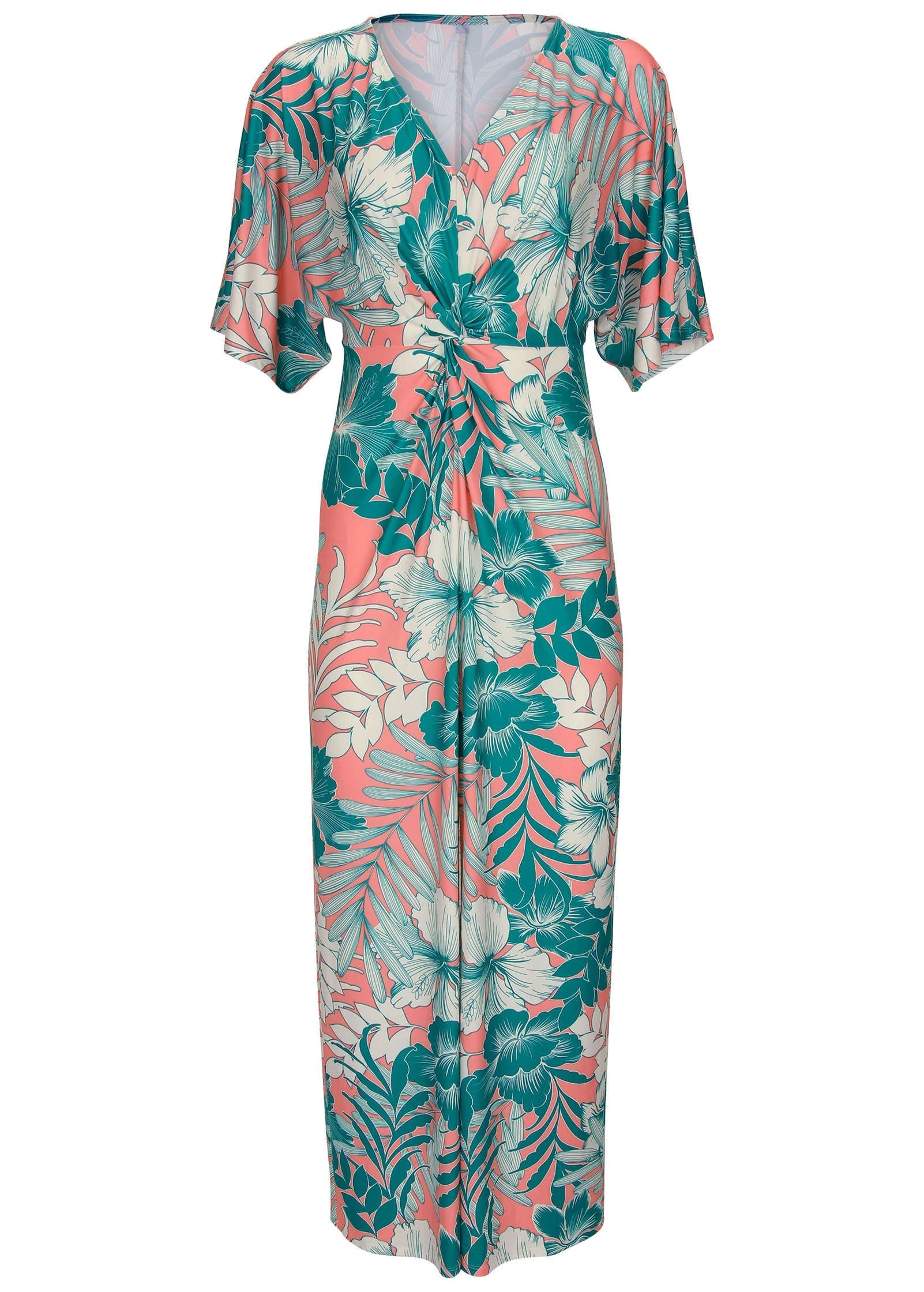 Twist Front Maxi Dress - Tropicana Peach Floral
