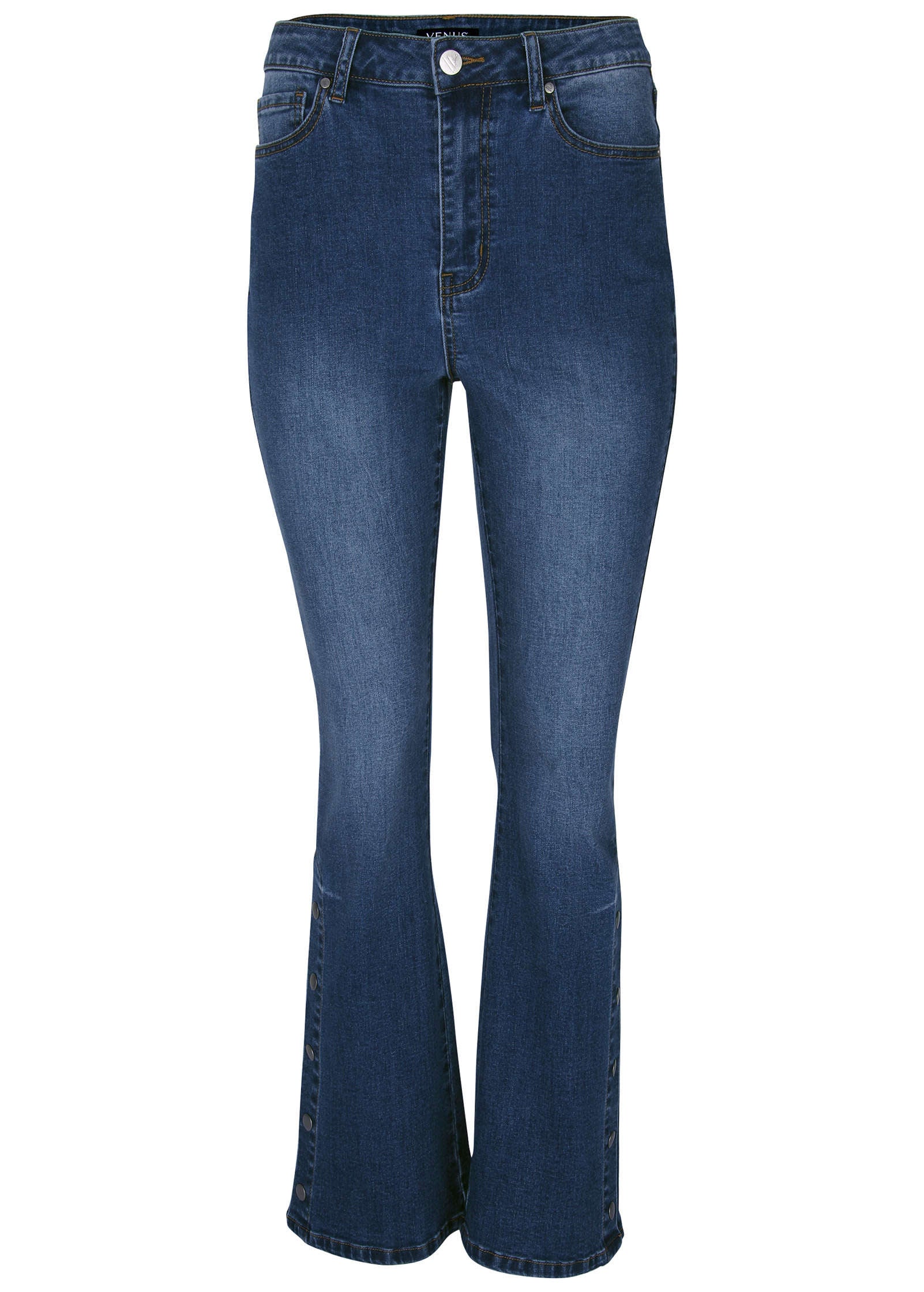 Penelope Snap Detail Jean - Medium Wash