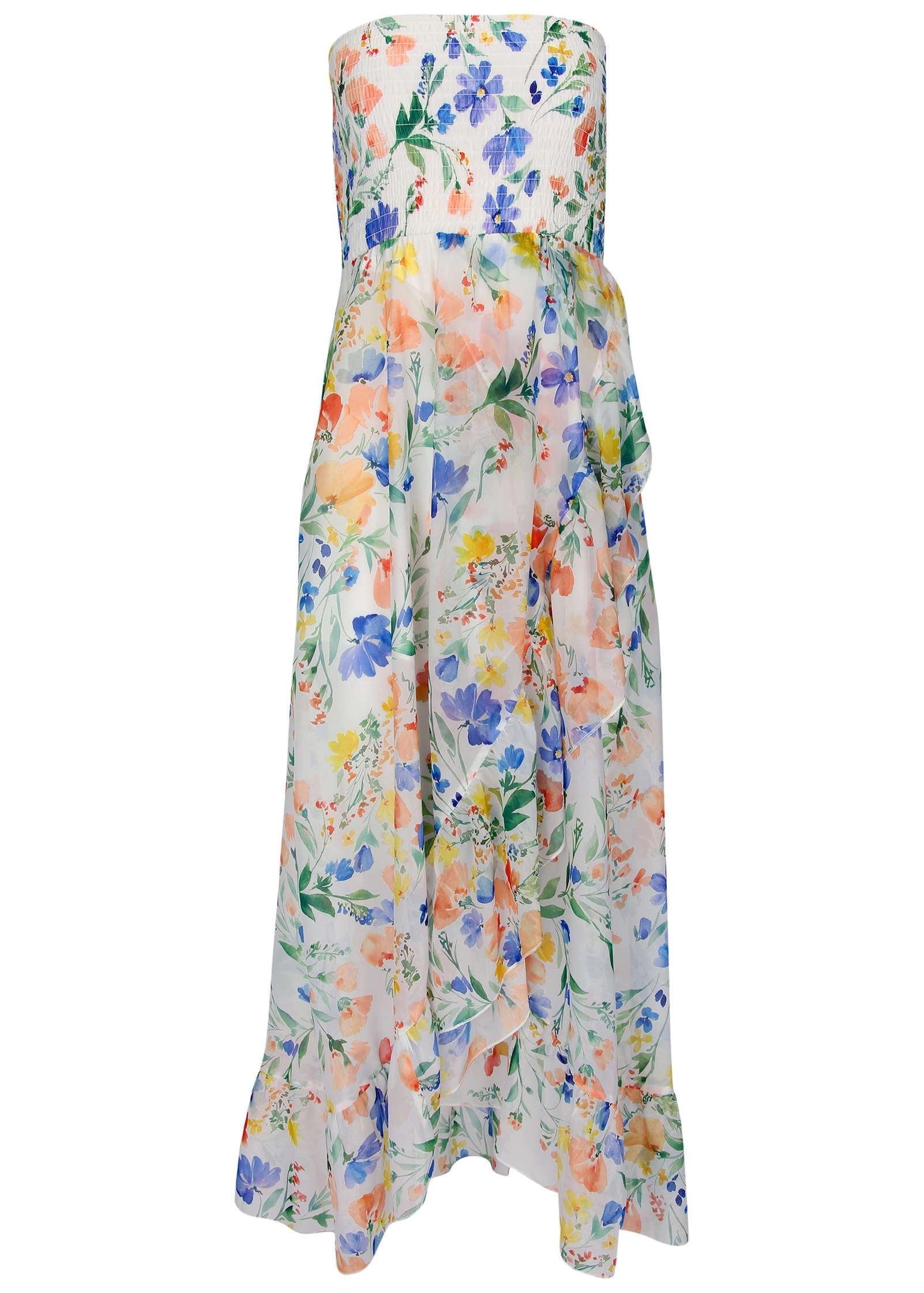 Strapless Ruffle Maxi - Field Of Flowers