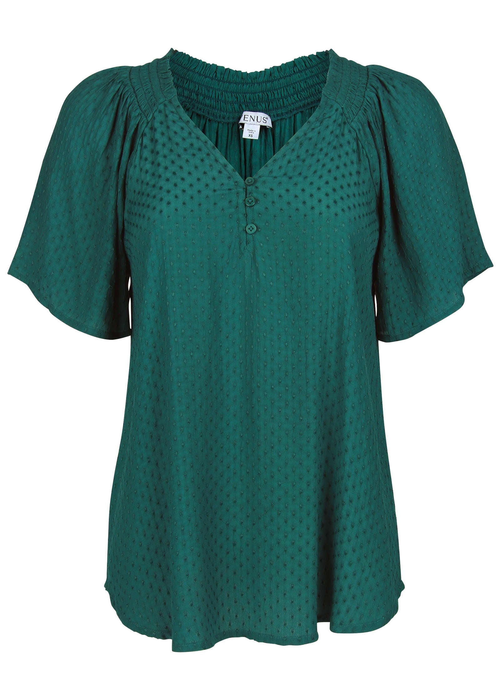 Dotted Viscose Top  - Teal Green