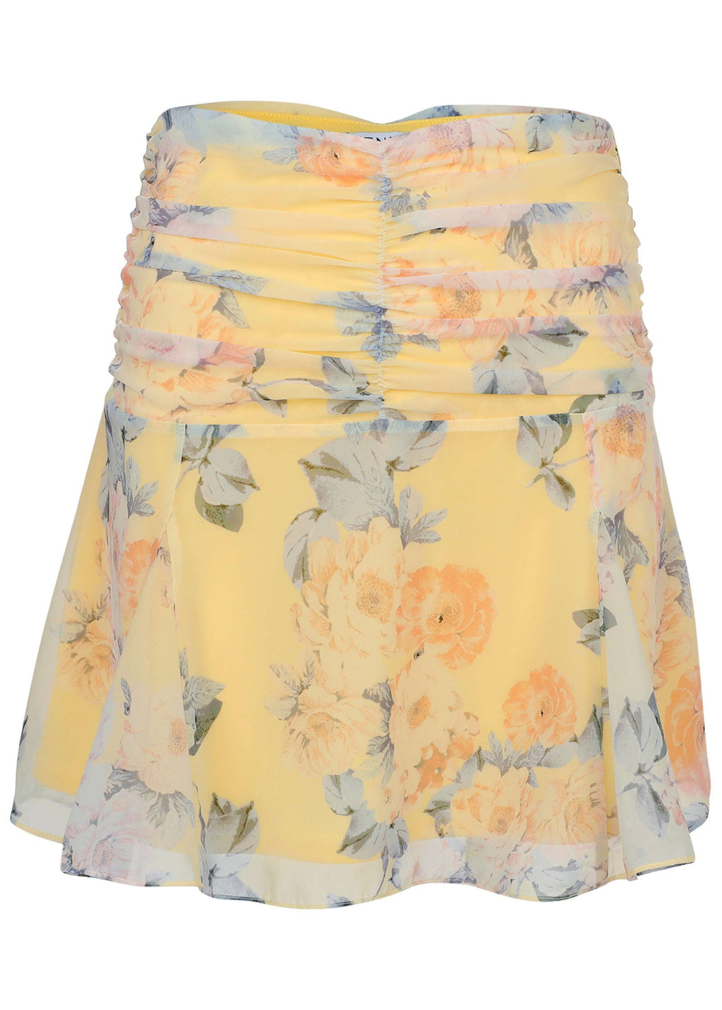 Crinkle Chiffon Mini Skirt - Custard Roses