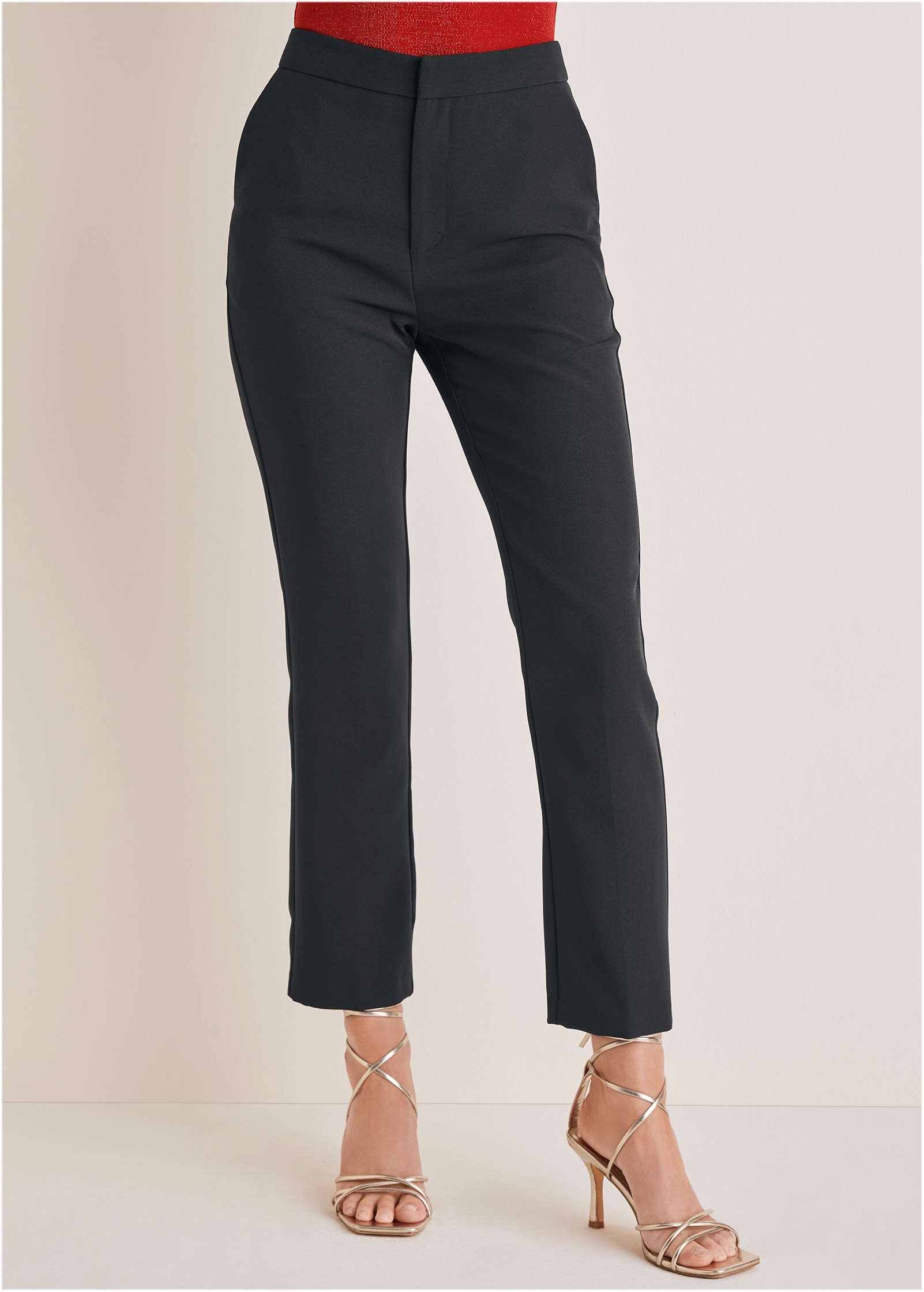 Straight Leg Suiting Pants - Jet Black