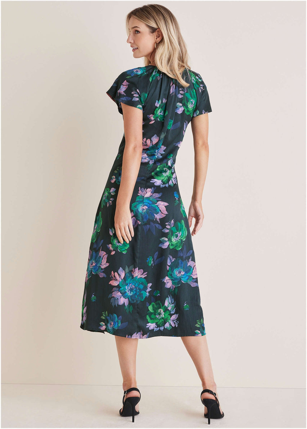 Adjustable Slit Midi Dress - Midnight Garden