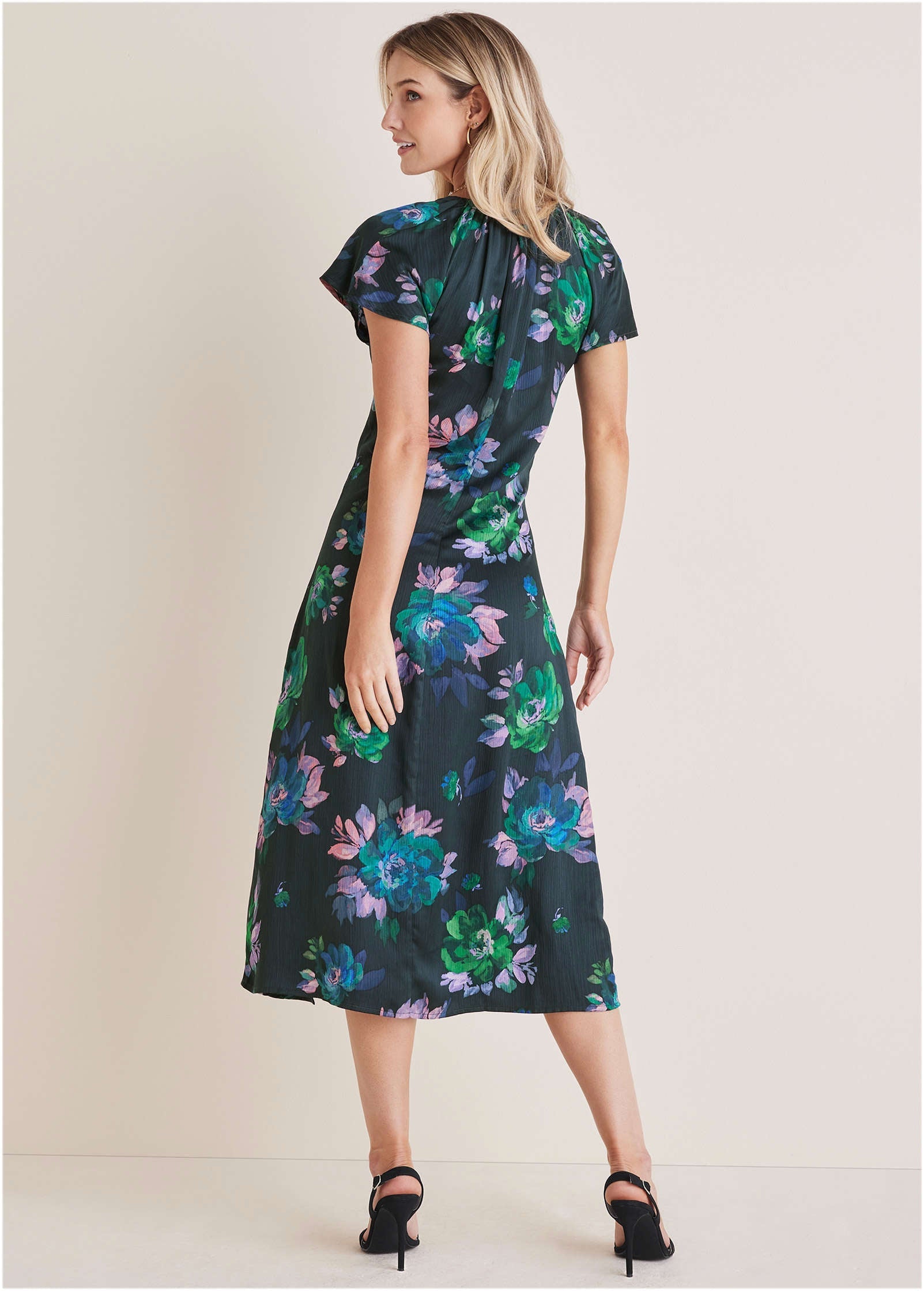 Adjustable Slit Midi Dress - Midnight Garden