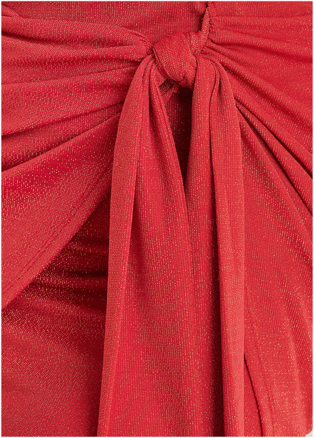 Glitter Knit Wrap Mini Skirt - Racing Red Glitter Knit