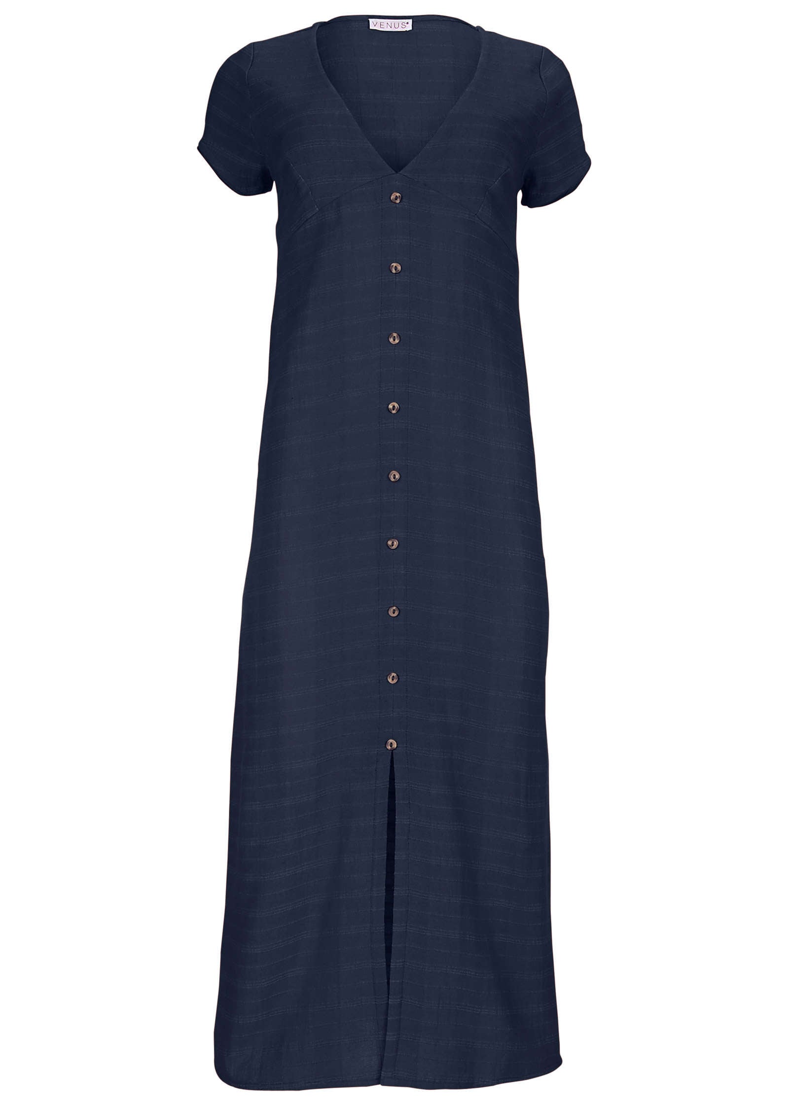 Linen Midi Dress - Navy