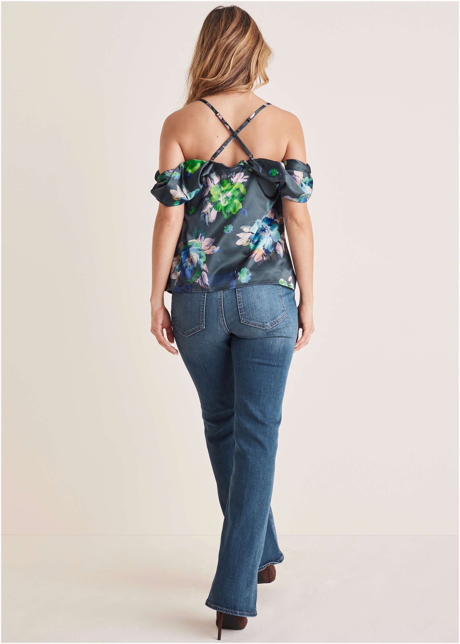 Cold Shoulder Draped Tank - Midnight Garden