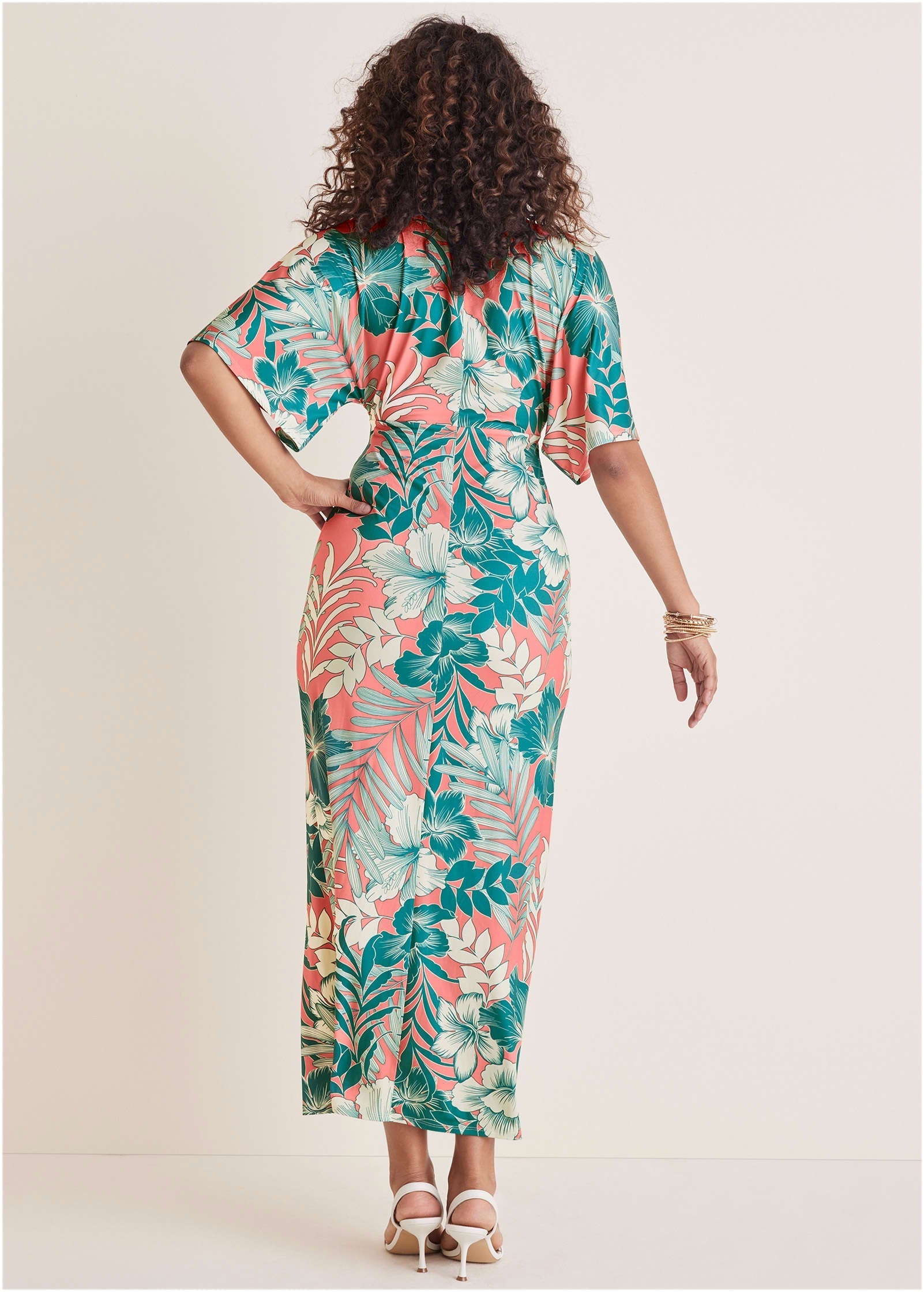 Twist Front Maxi Dress - Tropicana Peach Floral