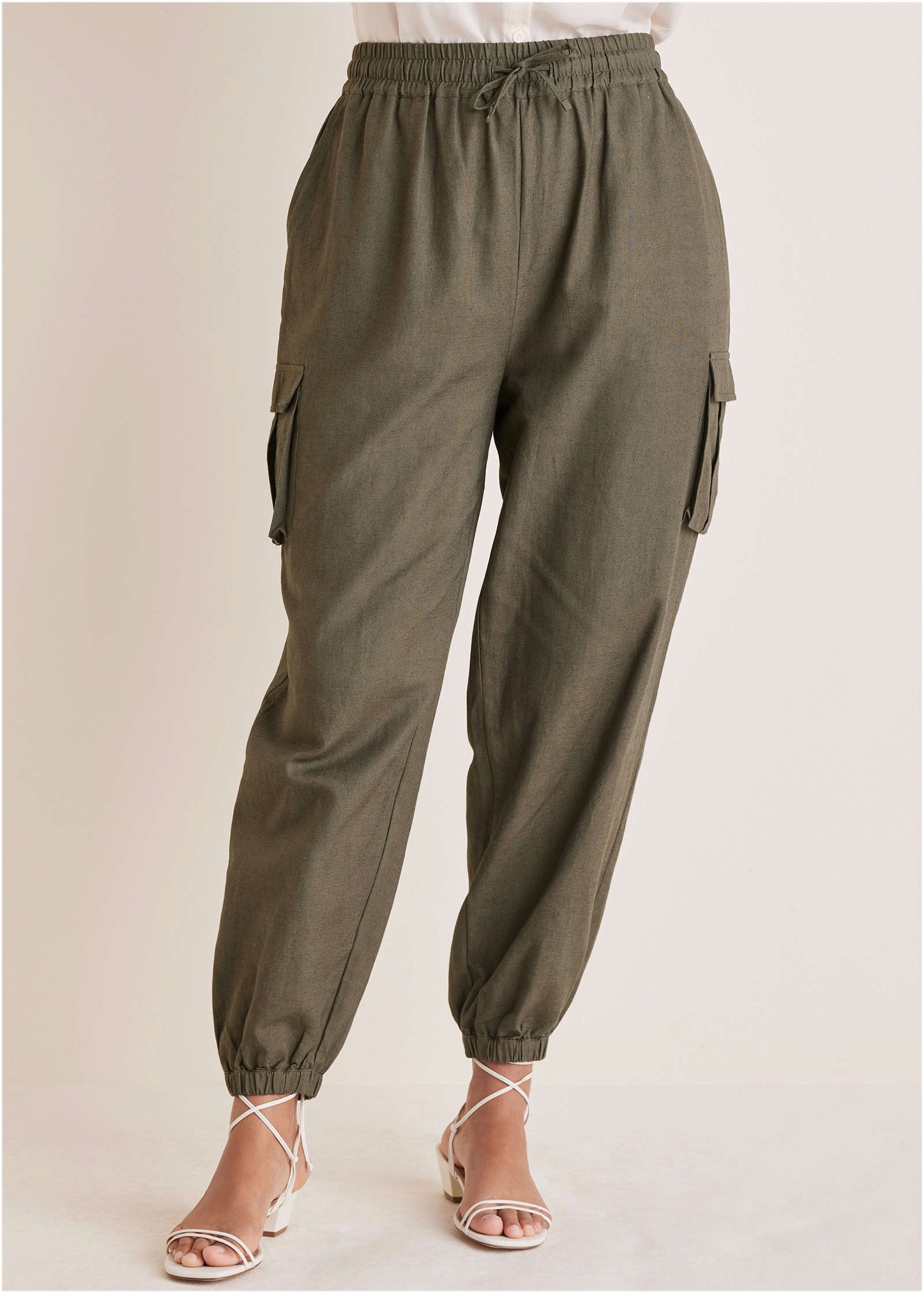 Linen Cargo Jogger - Brown