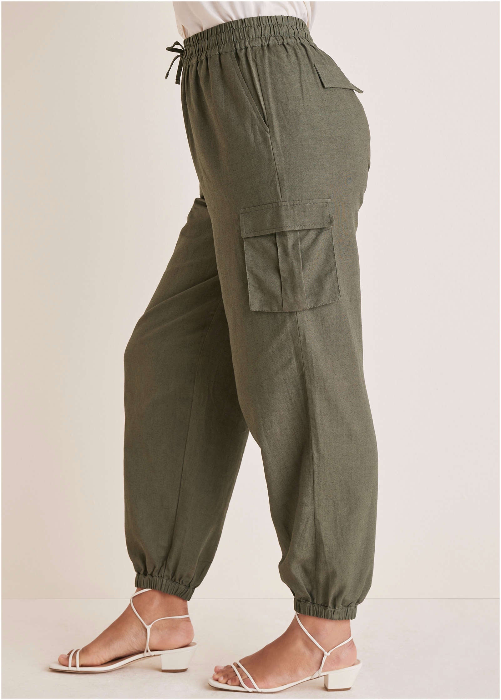 Linen Cargo Jogger - Brown