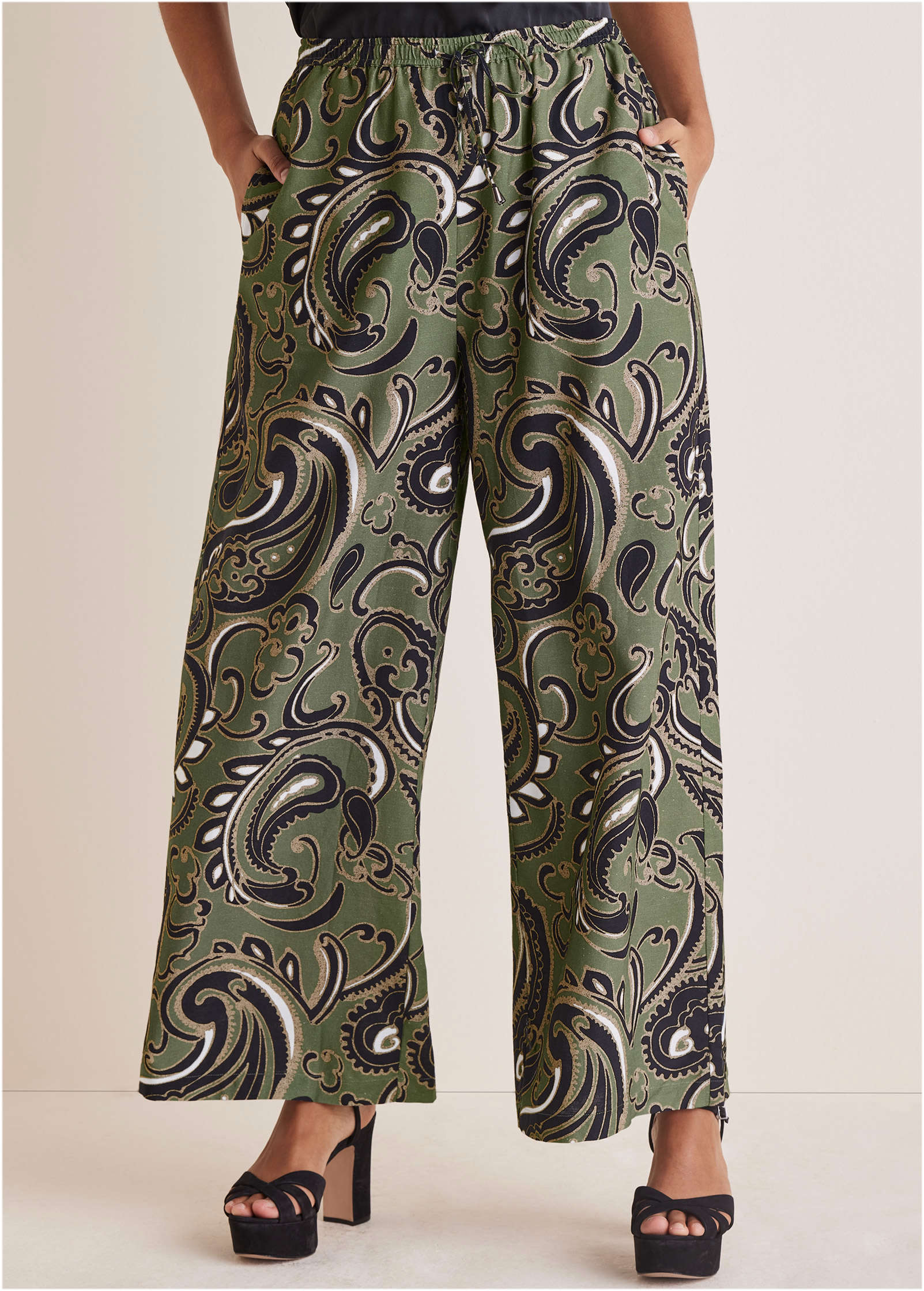 Linen Wide Leg Pant - Large Splendid Paisley