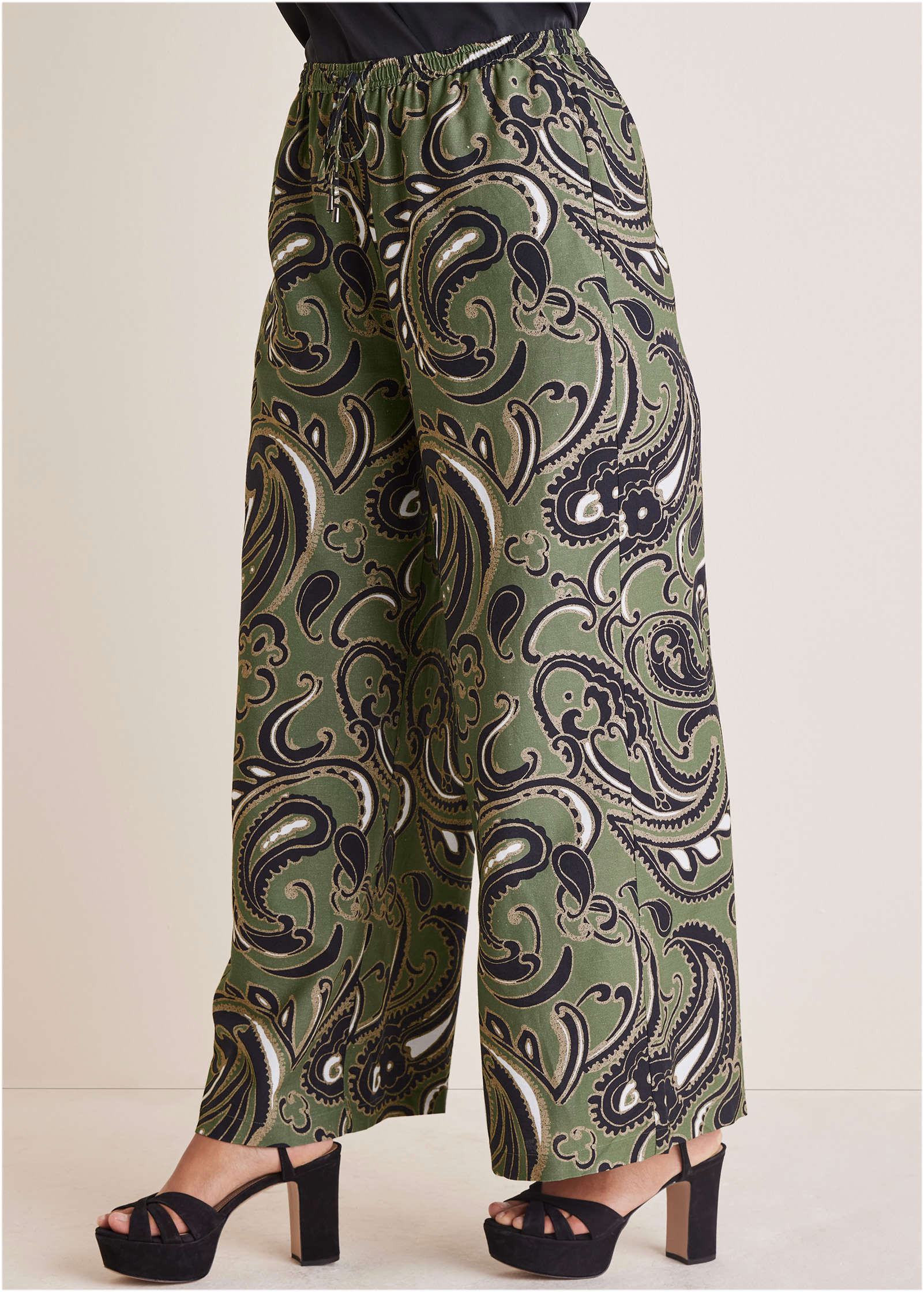 Linen Wide Leg Pant - Large Splendid Paisley