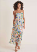 Strapless Ruffle Maxi - Field Of Flowers