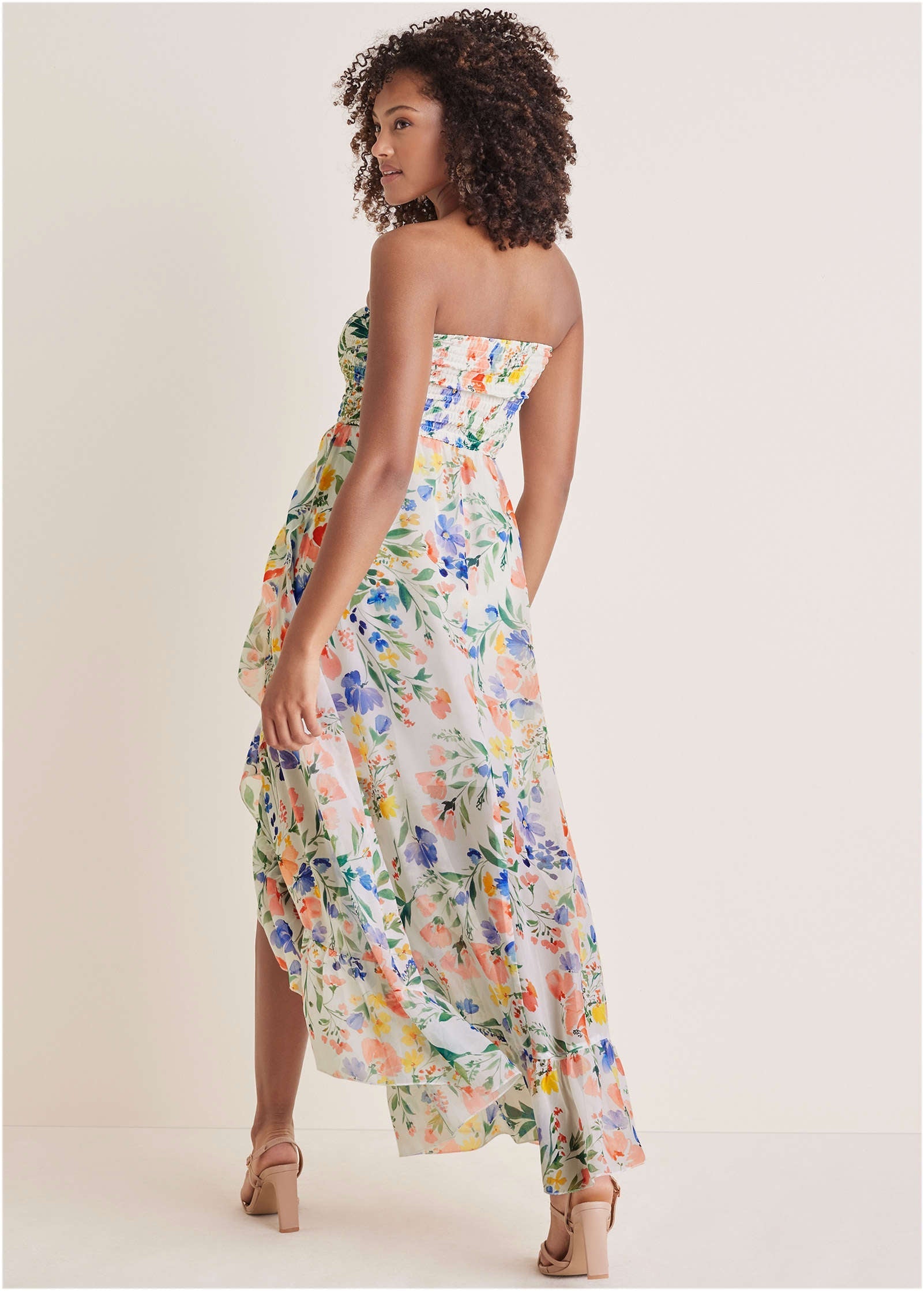 Strapless Ruffle Maxi - Field Of Flowers