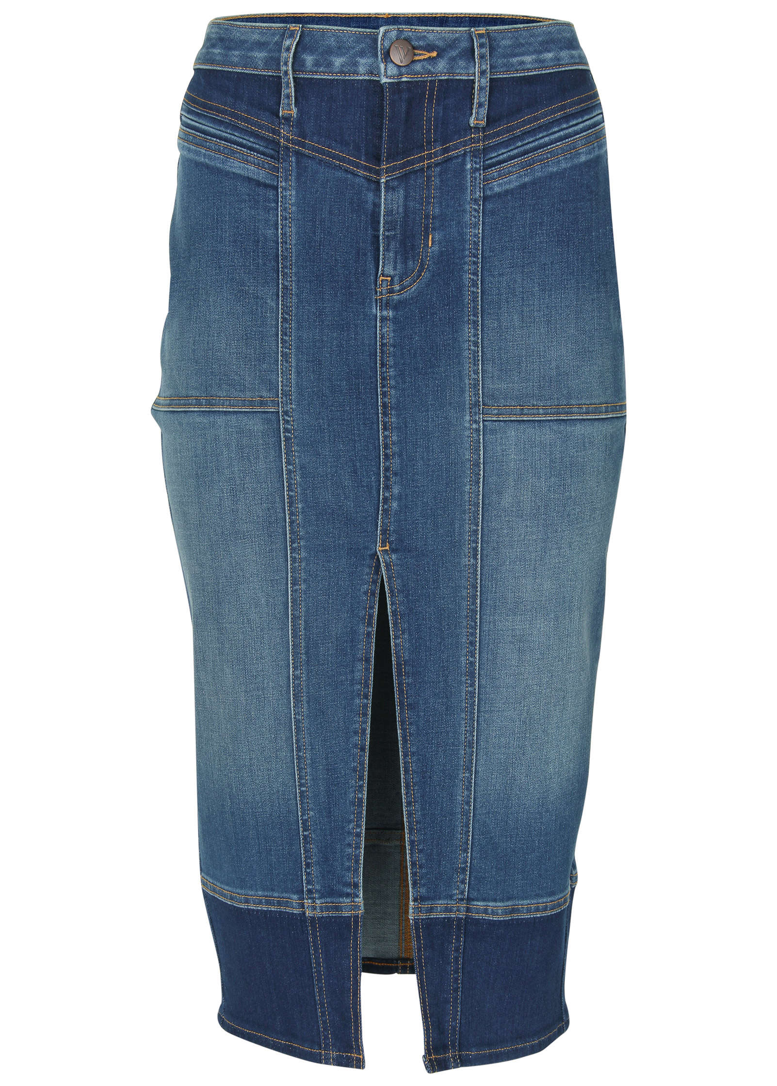 Denim Midi Skirt - Medium & Dark Wash
