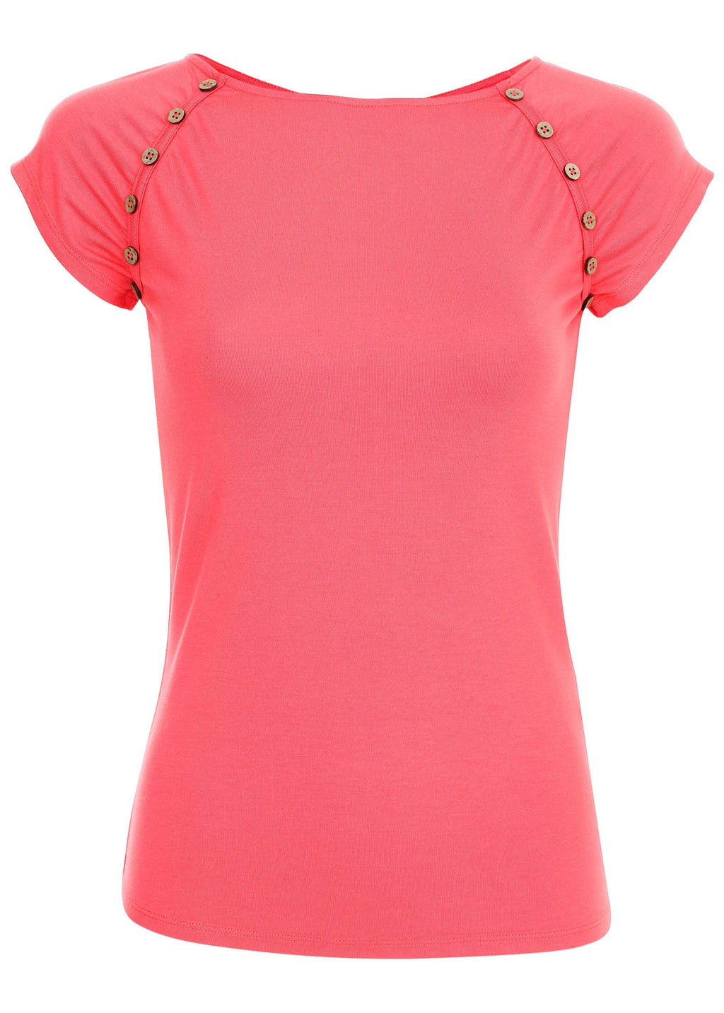 Button Detail Top  - Coral