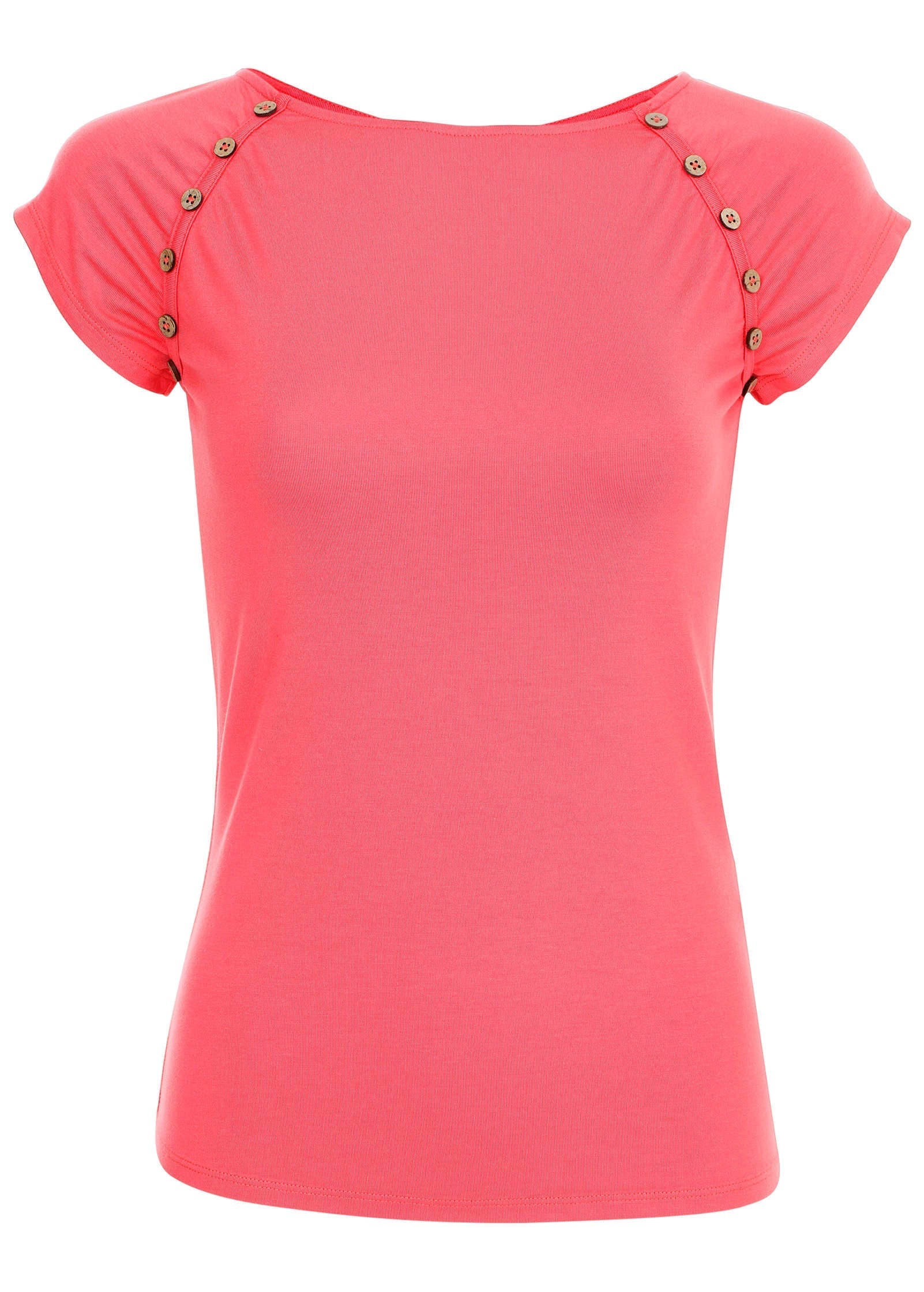 Button Detail Top  - Coral