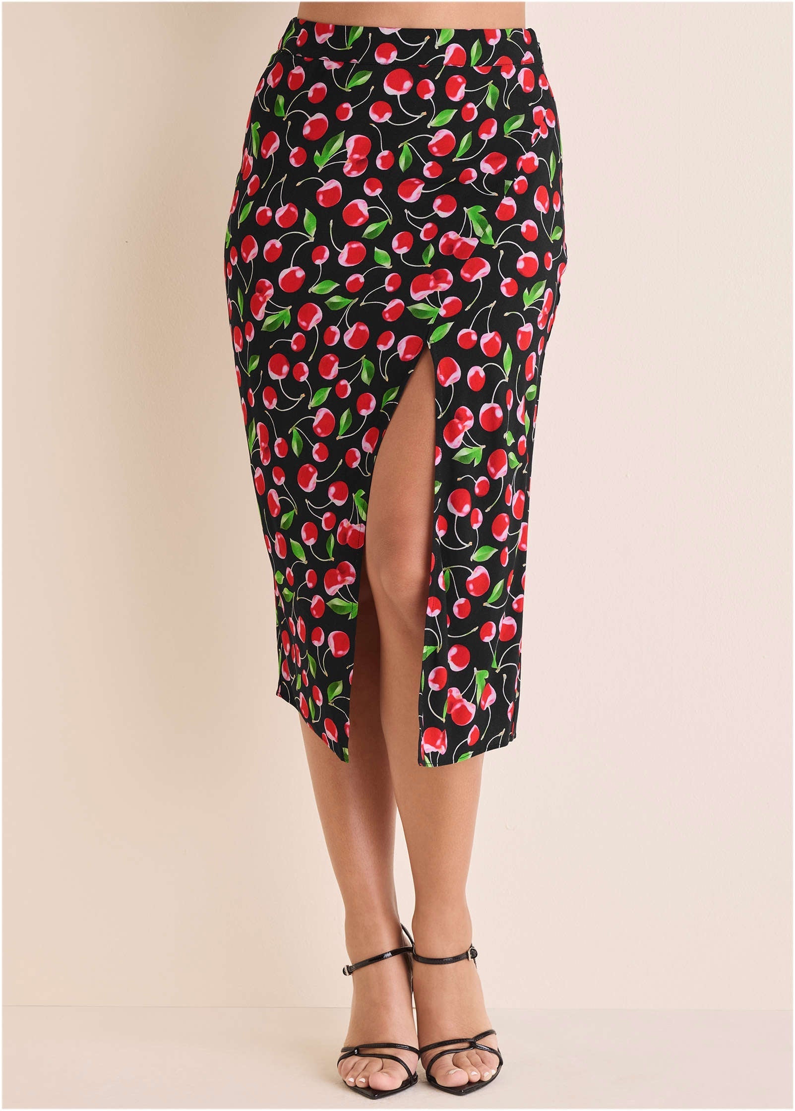 Front Slit Skirt - Very Cherry