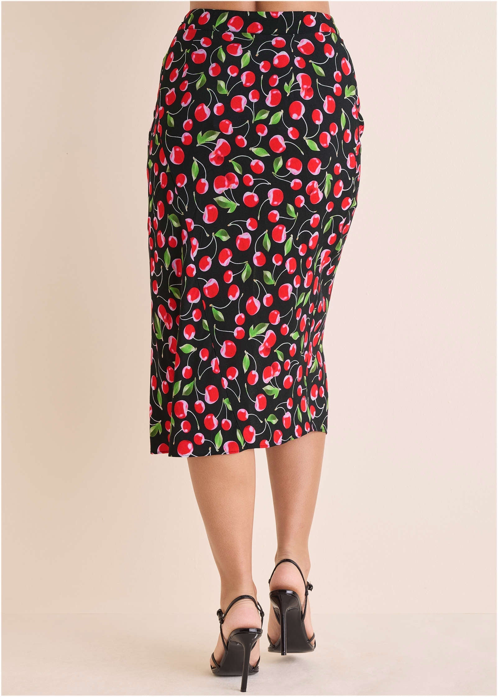 Front Slit Skirt - Very Cherry