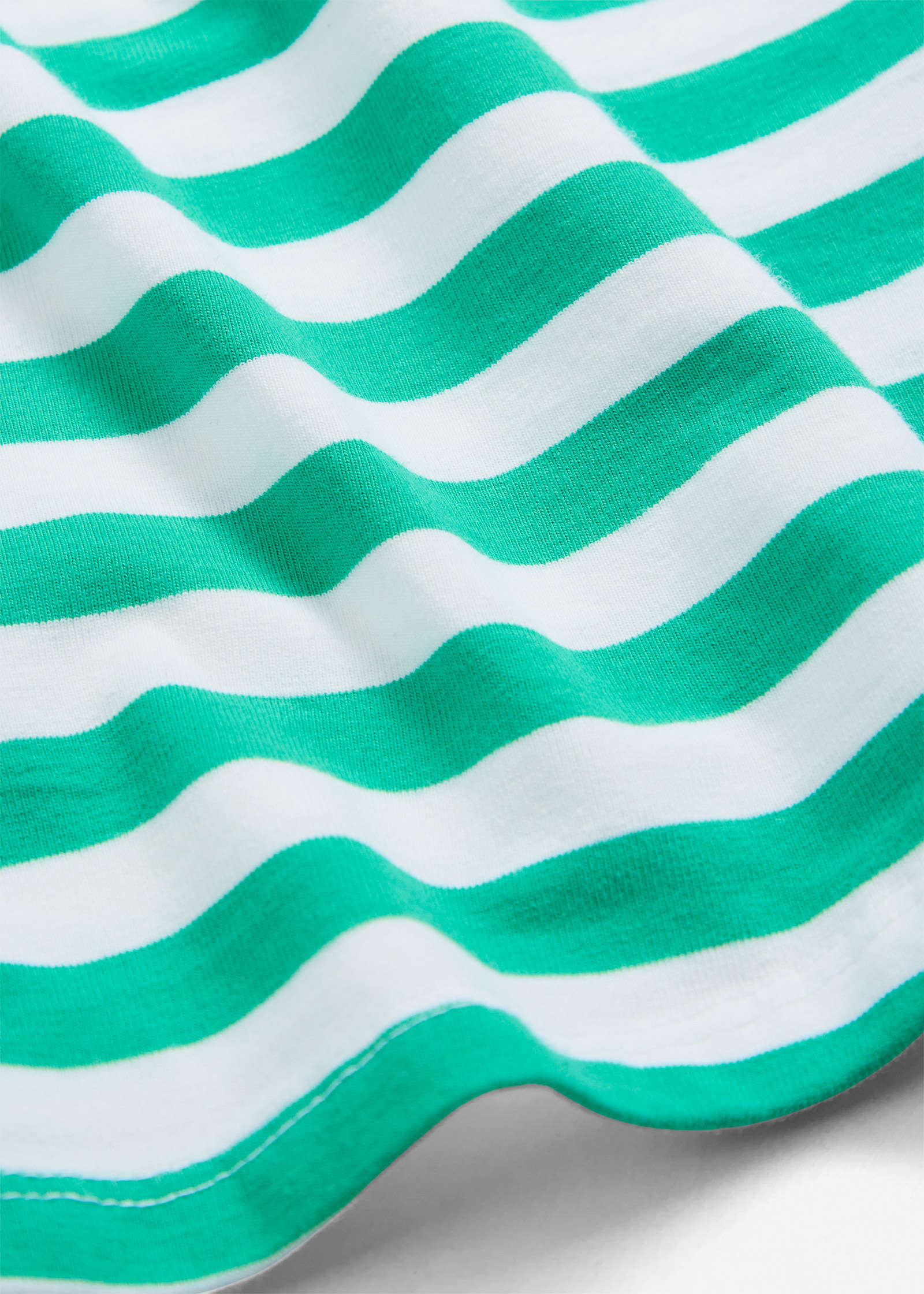 Boat Neck Striped Top - White & Jade