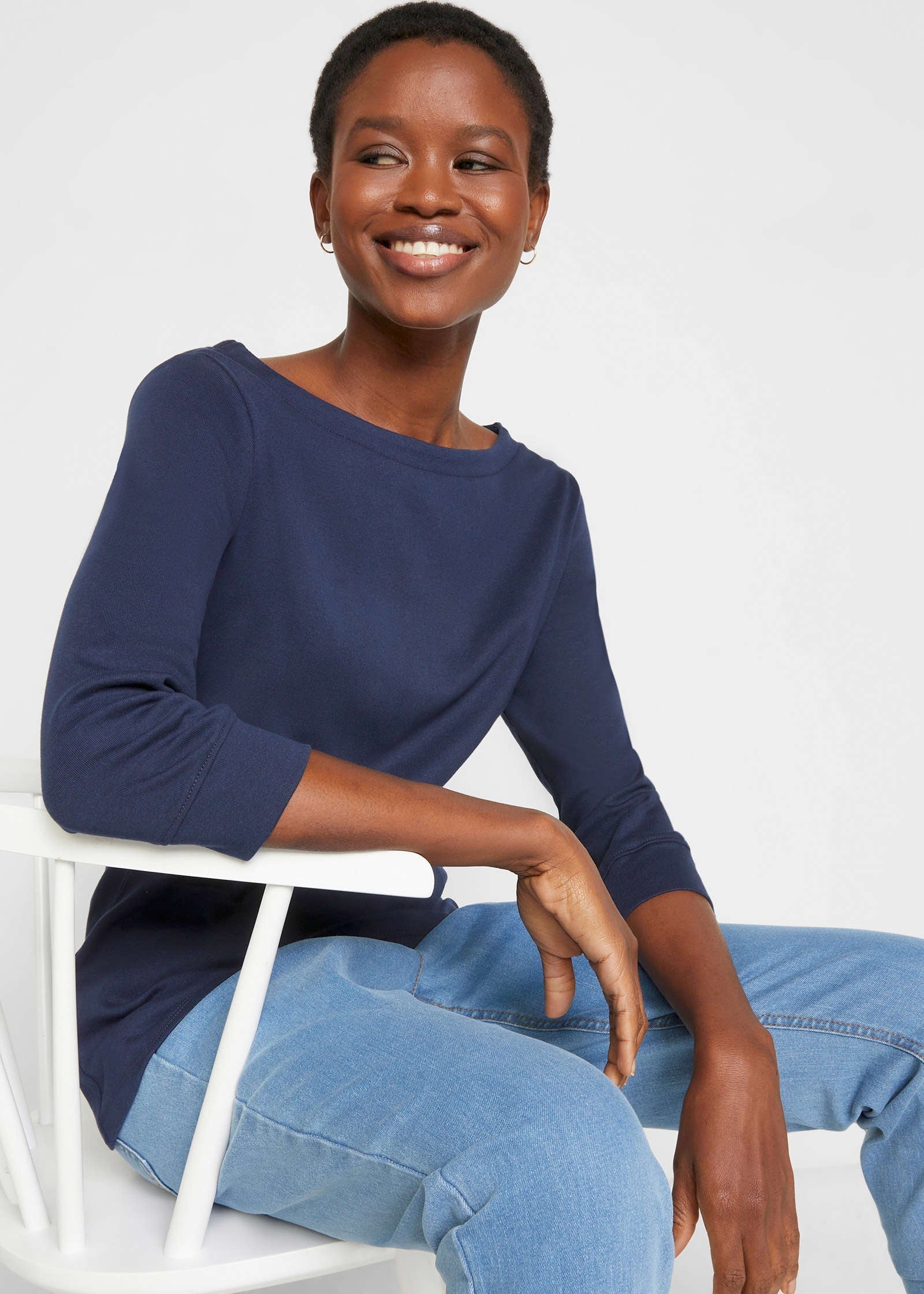 Boat Neck Top - Dark Blue