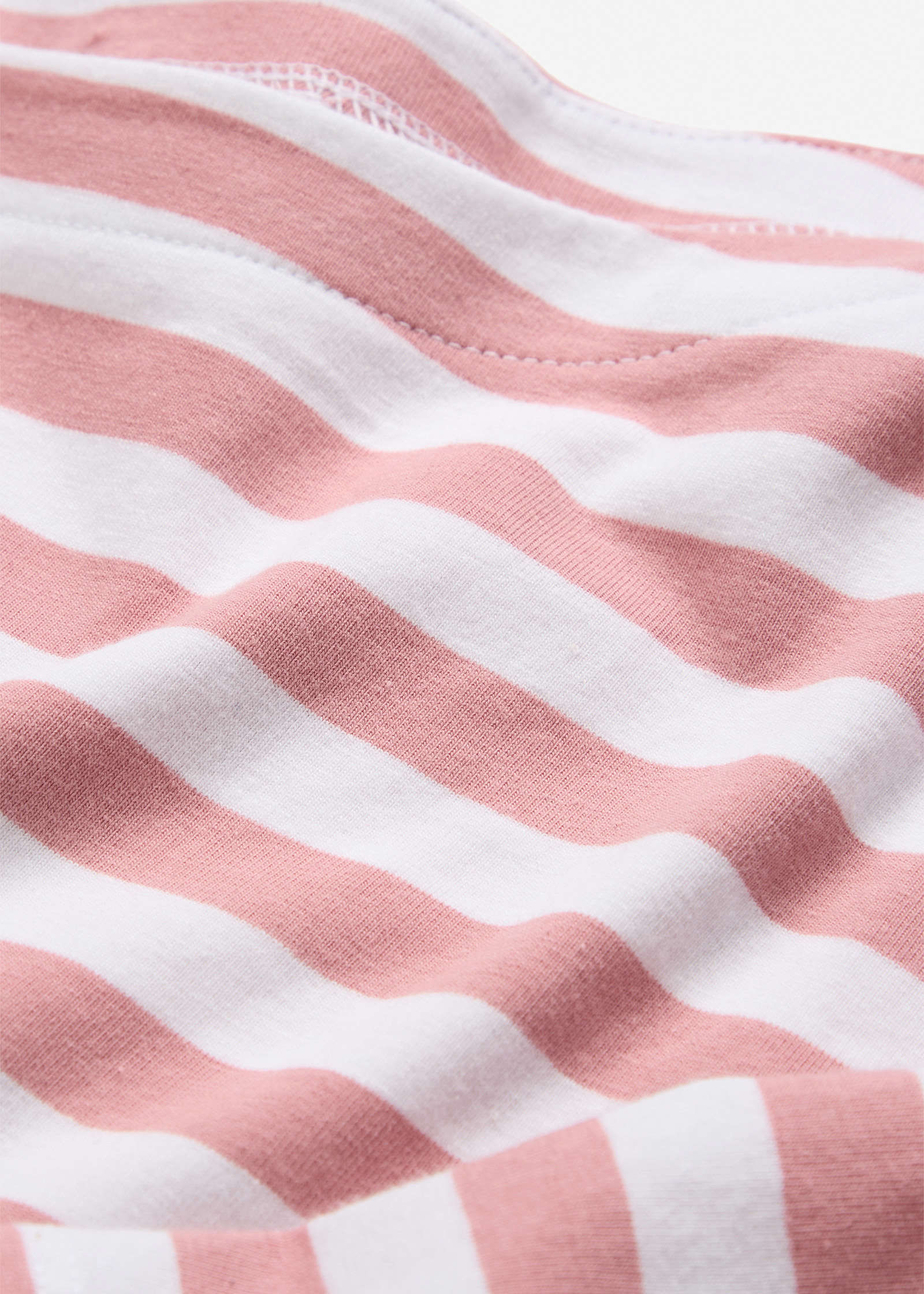 Boat Neck Striped Top - Pale Pink & White