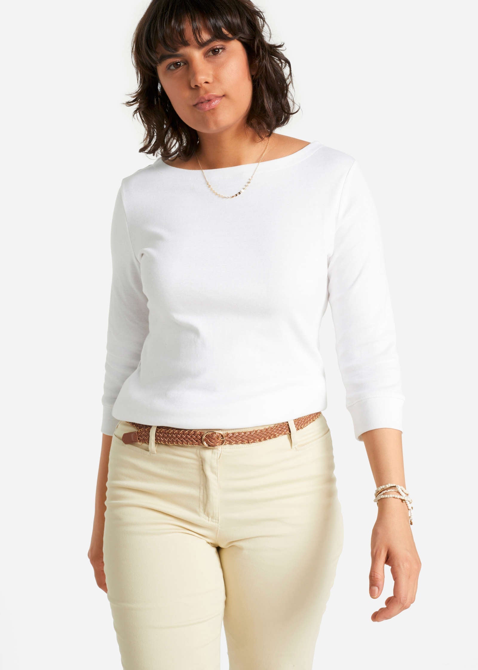 Boat Neck Top - White
