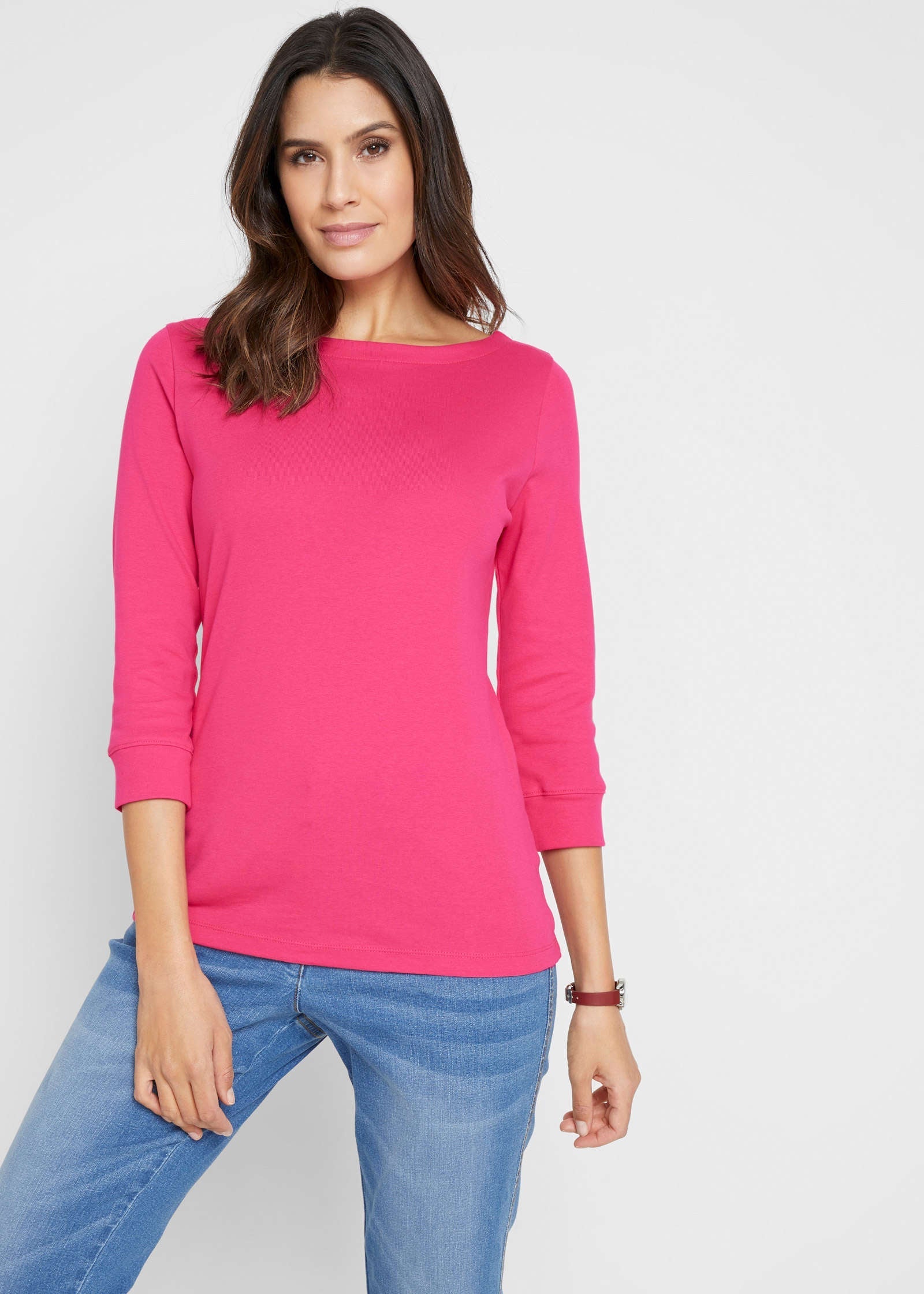Boat Neck Top - Dark Pink