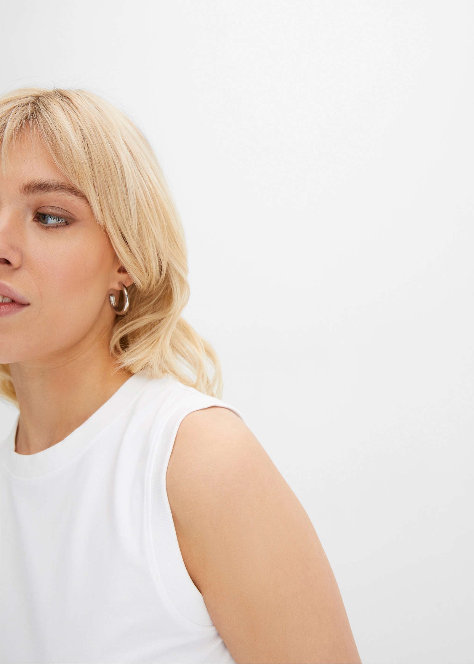 Crew Neck Tank - White