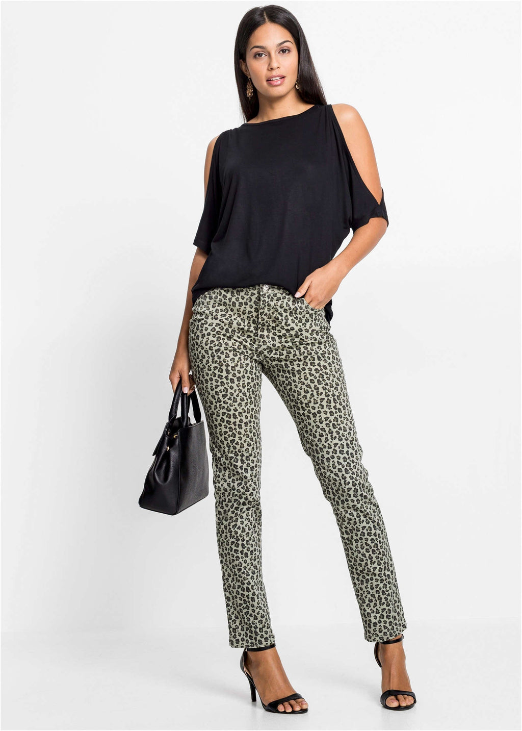 Cold-Shoudler T-Shirt - Black