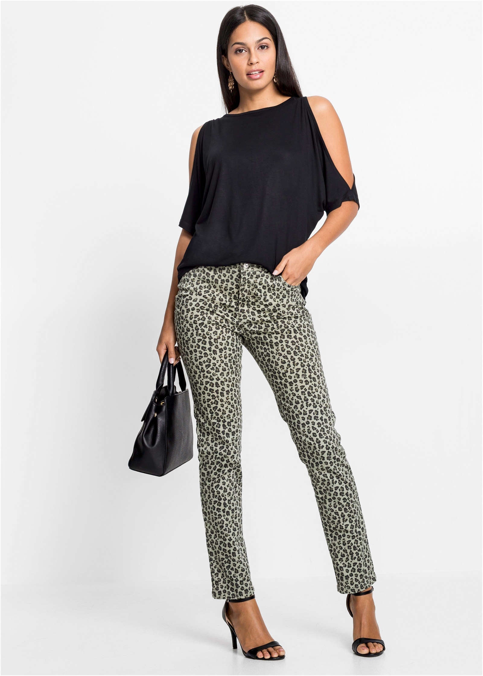 Cold-Shoudler T-Shirt - Black