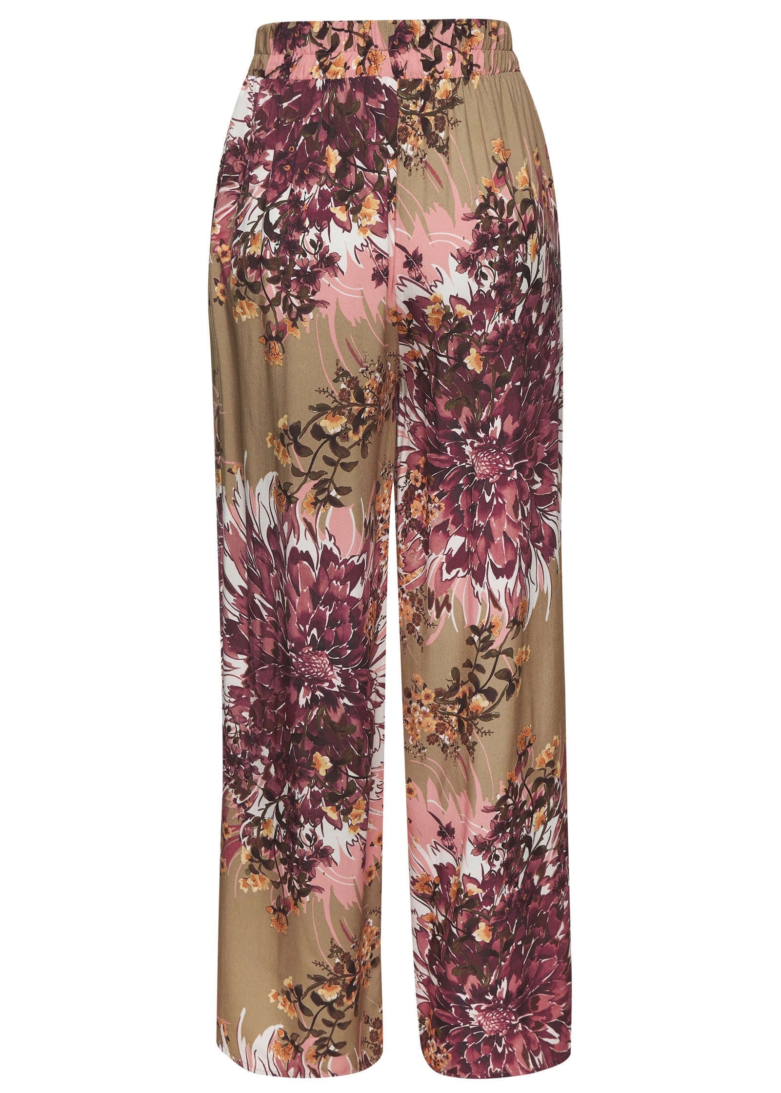 Tie Detail Printed Pants - Taupe Multi