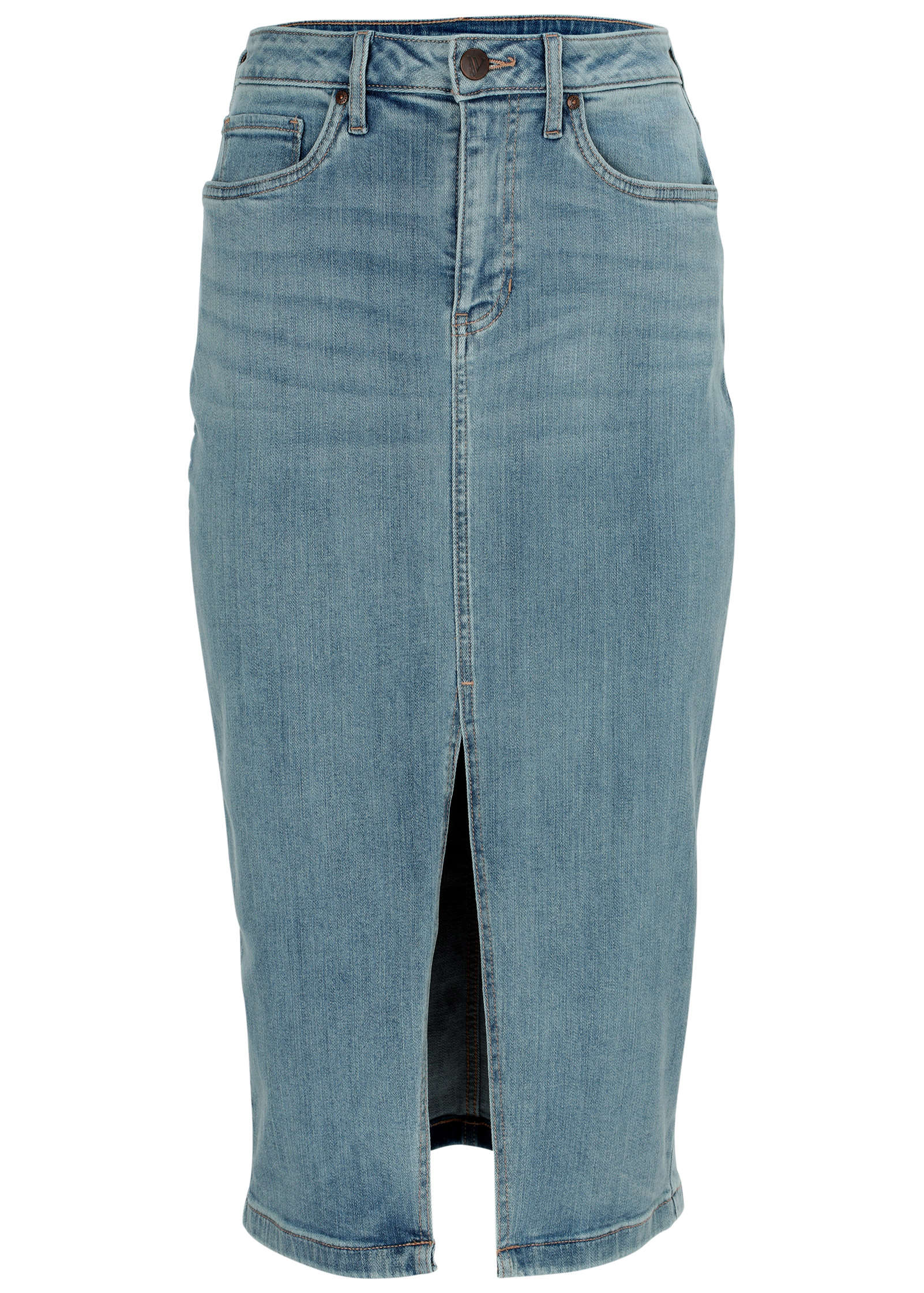 Denim Midi Skirt - Light Wash