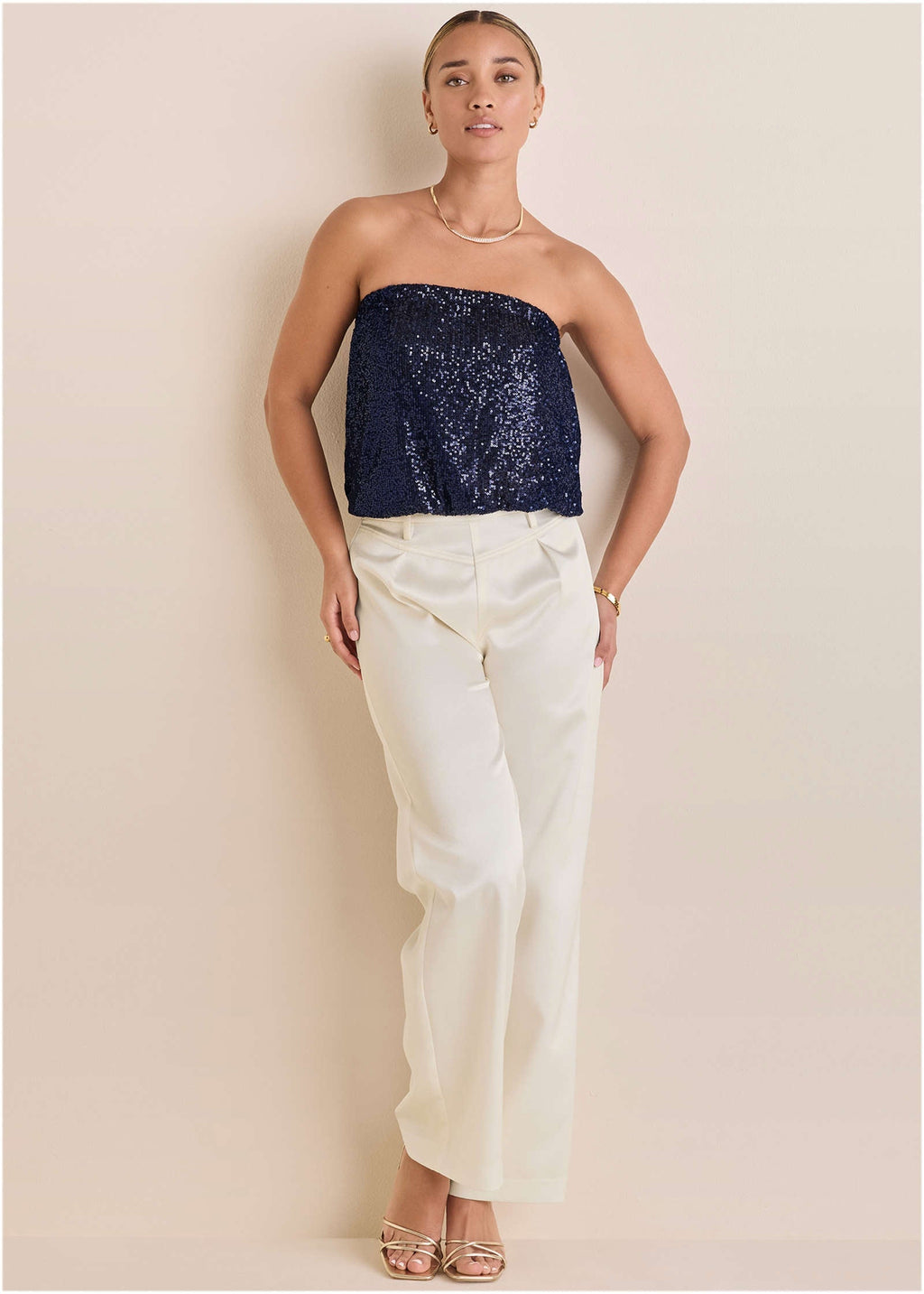 Shiny Satin Pant - Off White